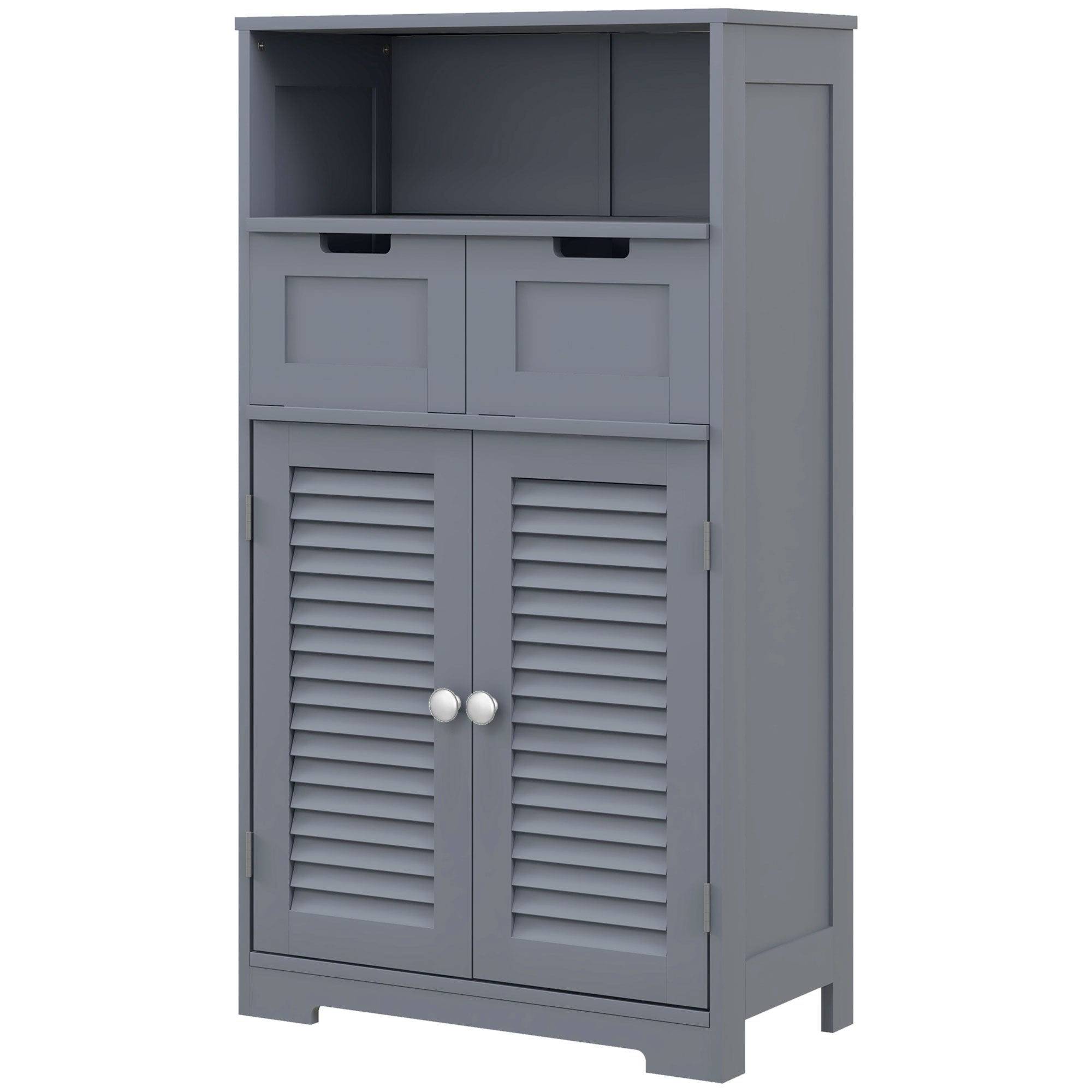 Freestanding Bathroom Storage Cabinet with Adjustable Shelf - Grey