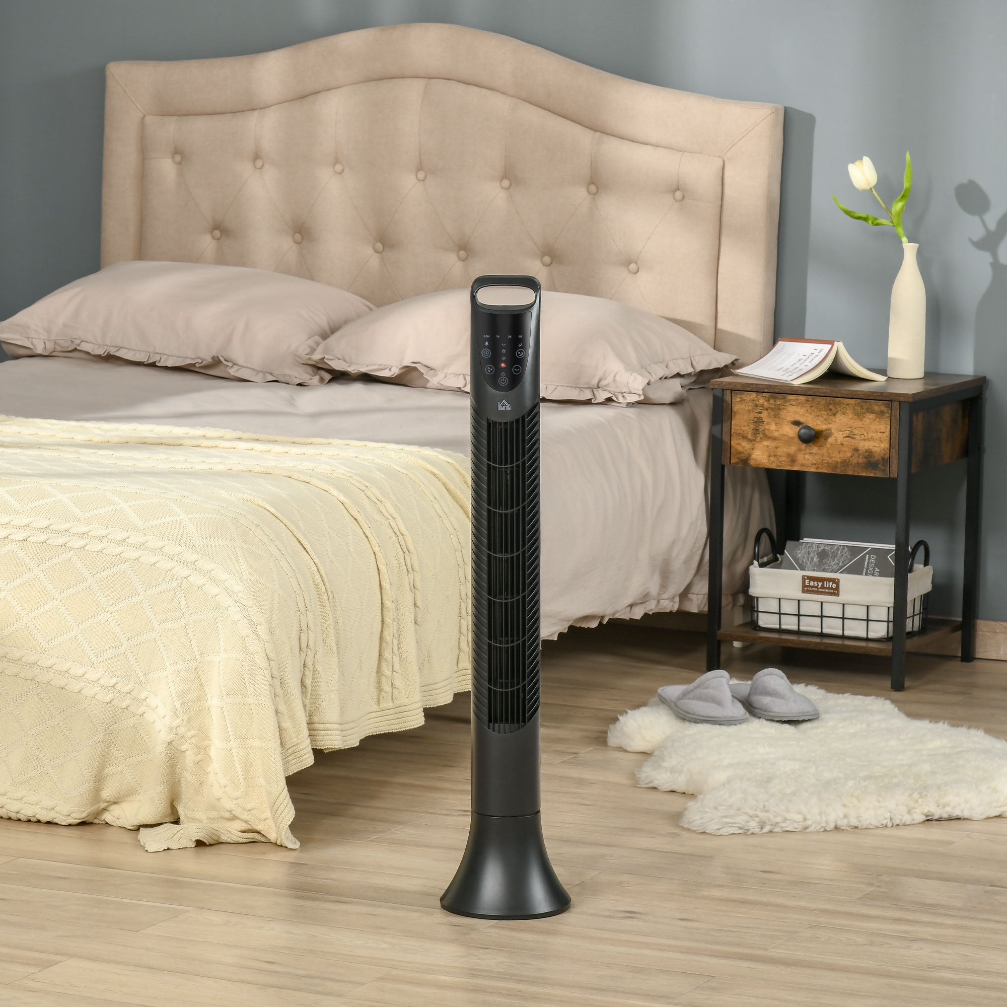 36'' Freestanding Tower Fan with 3 Speeds, 3 Modes, 7.5h Timer & 70° Oscillation - Black