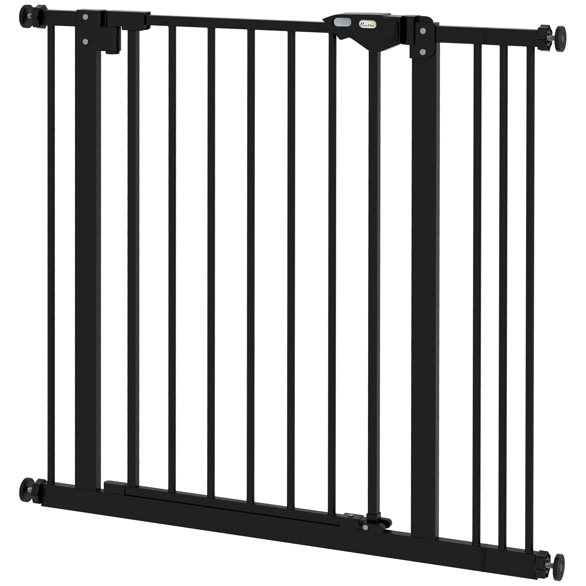 Adjustable Metal Dog Gate 74-87cm Wide with Automatic Closing - Black