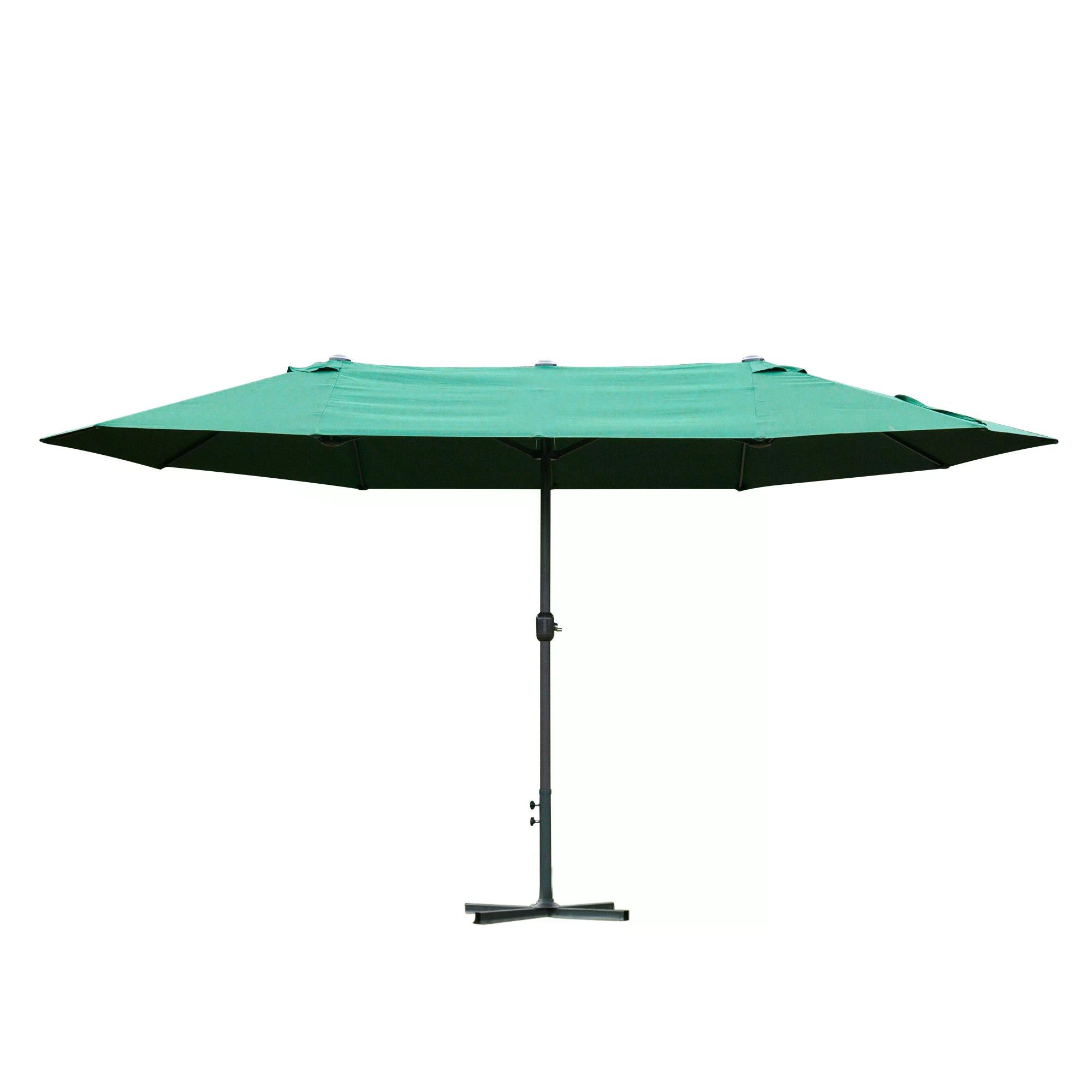 4.6m Double Canopy Garden Parasol UV Resistant - Dark Green