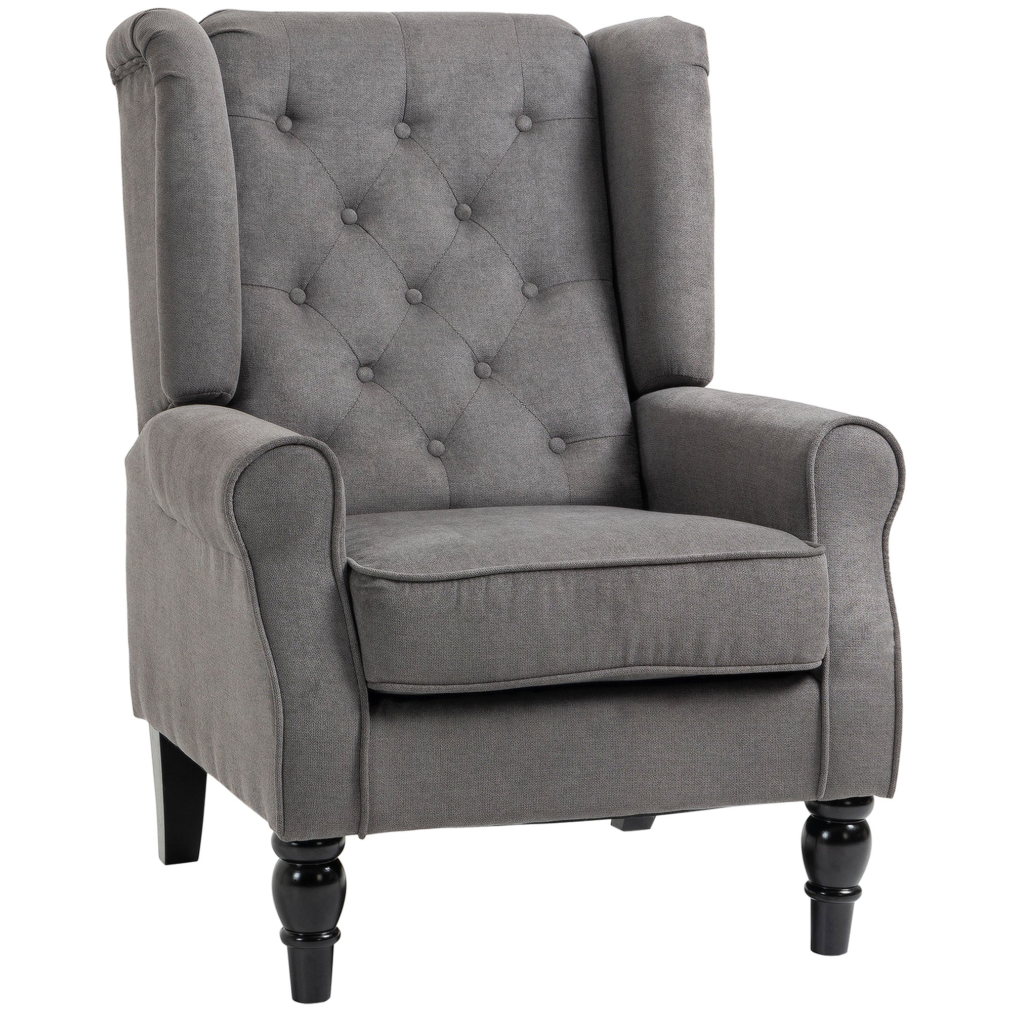 Retro Wingback Accent Chair with Button Tufted Design - Dark Grey