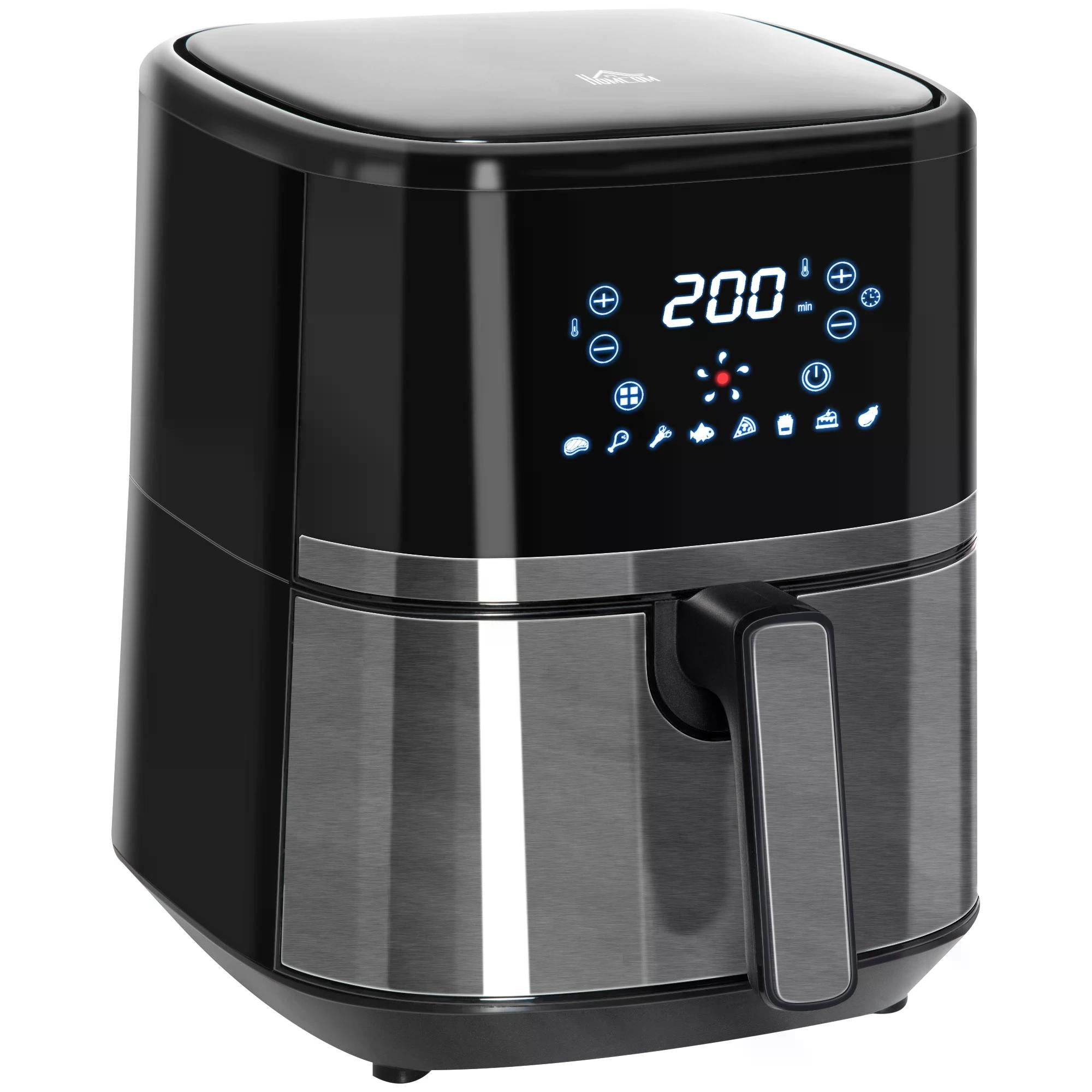 4.5L Digital Air Fryer with Adjustable Temperature and Timer - Black
