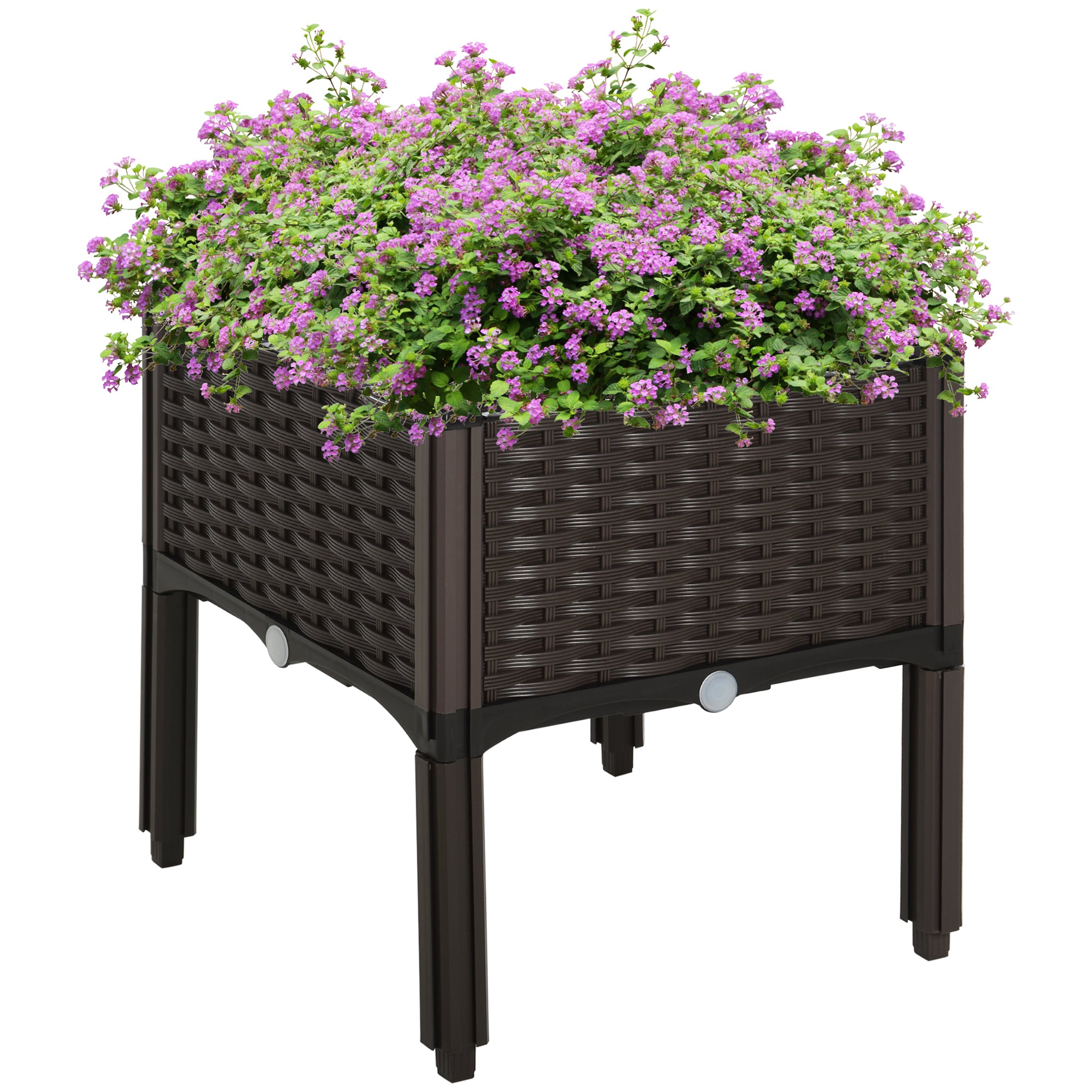Garden Raised Bed Elevated Patio Planter Box with Self-Watering System - Brown
