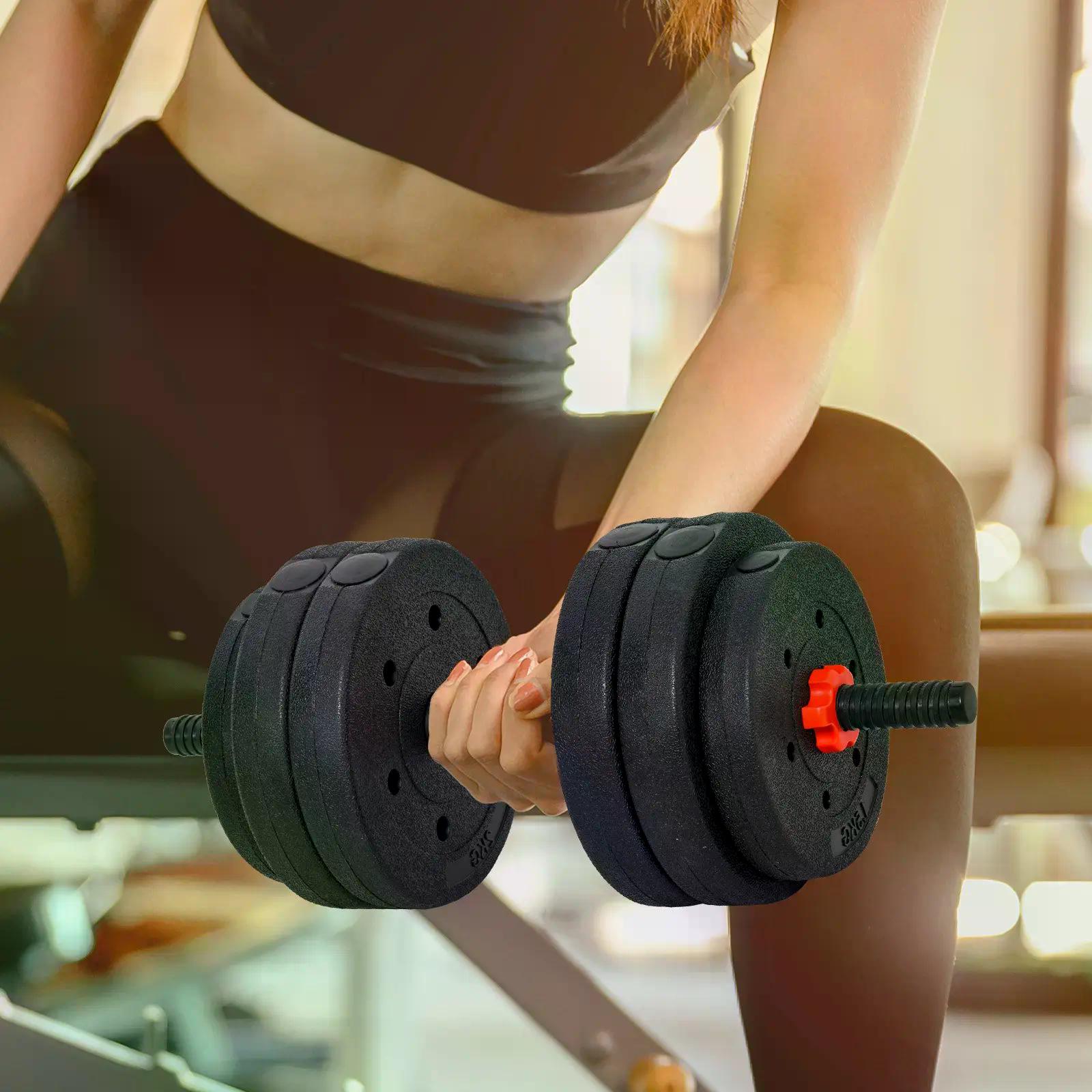 25kg 2 in 1 Adjustable Dumbbell and Barbell Set - Black