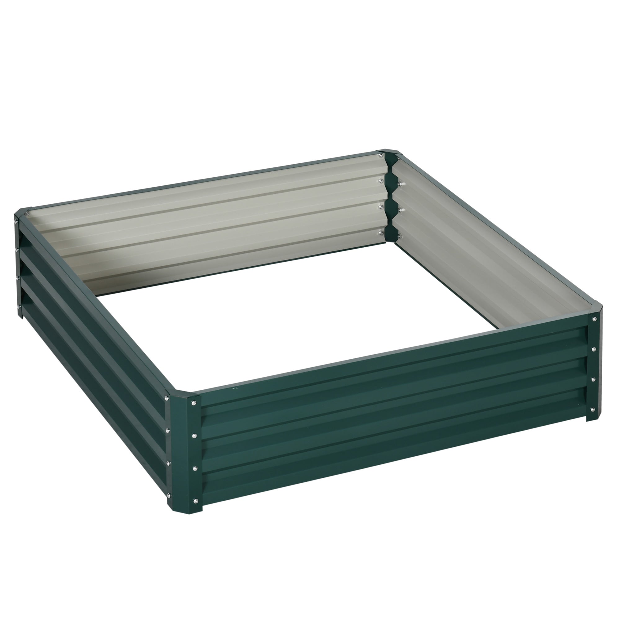 Square Raised Garden Bed 120x120cm with Weatherproof Steel Frame - Green
