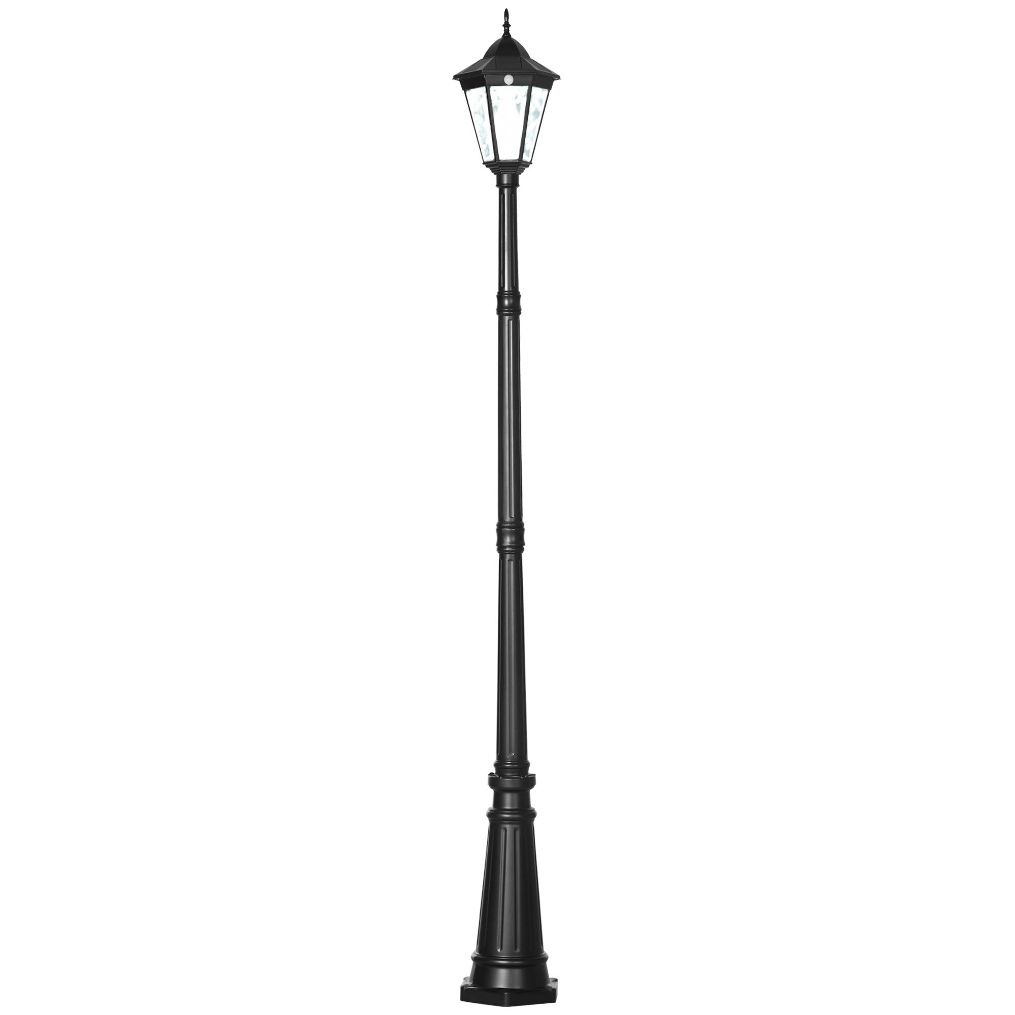 2.4 Metre LED Solar Garden Lamp Post with PIR Motion Sensor - Black