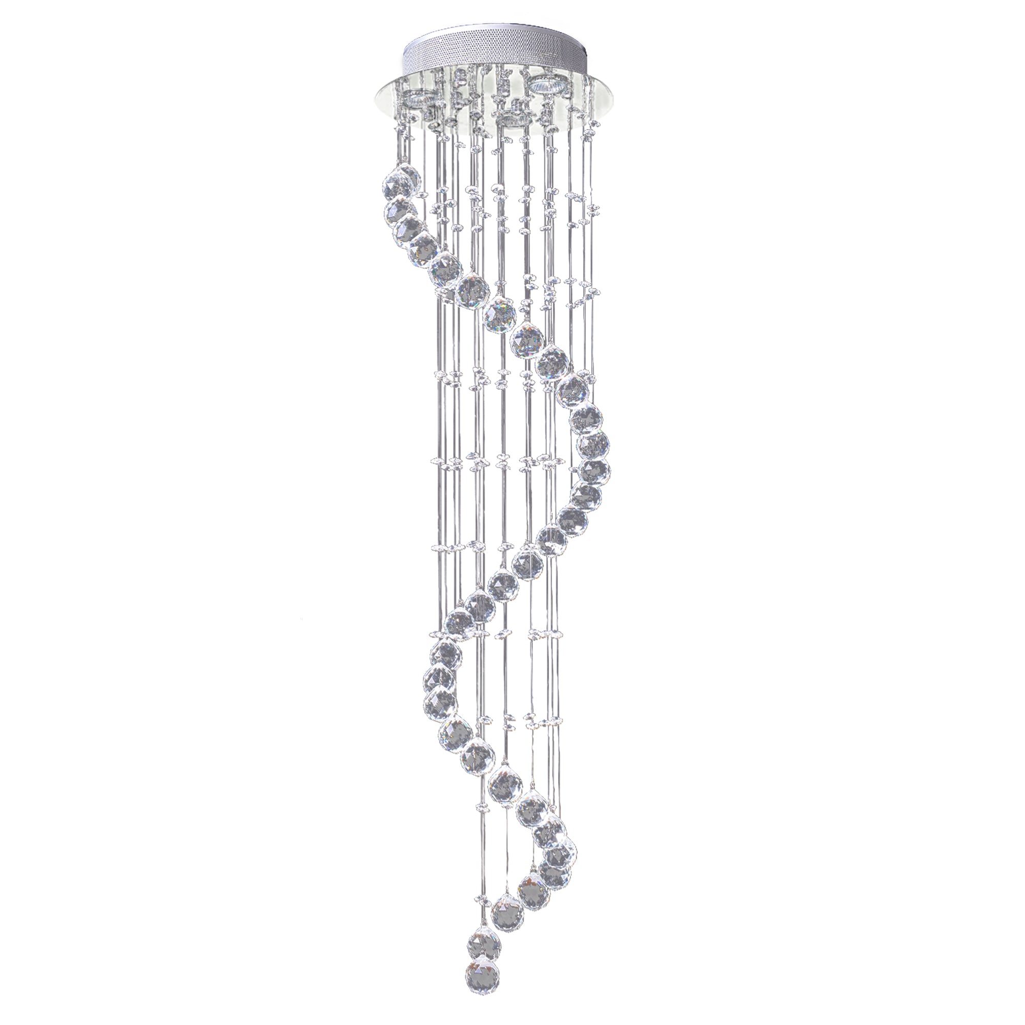Spiral Crystal Chandelier with 160 Octagons - Silver
