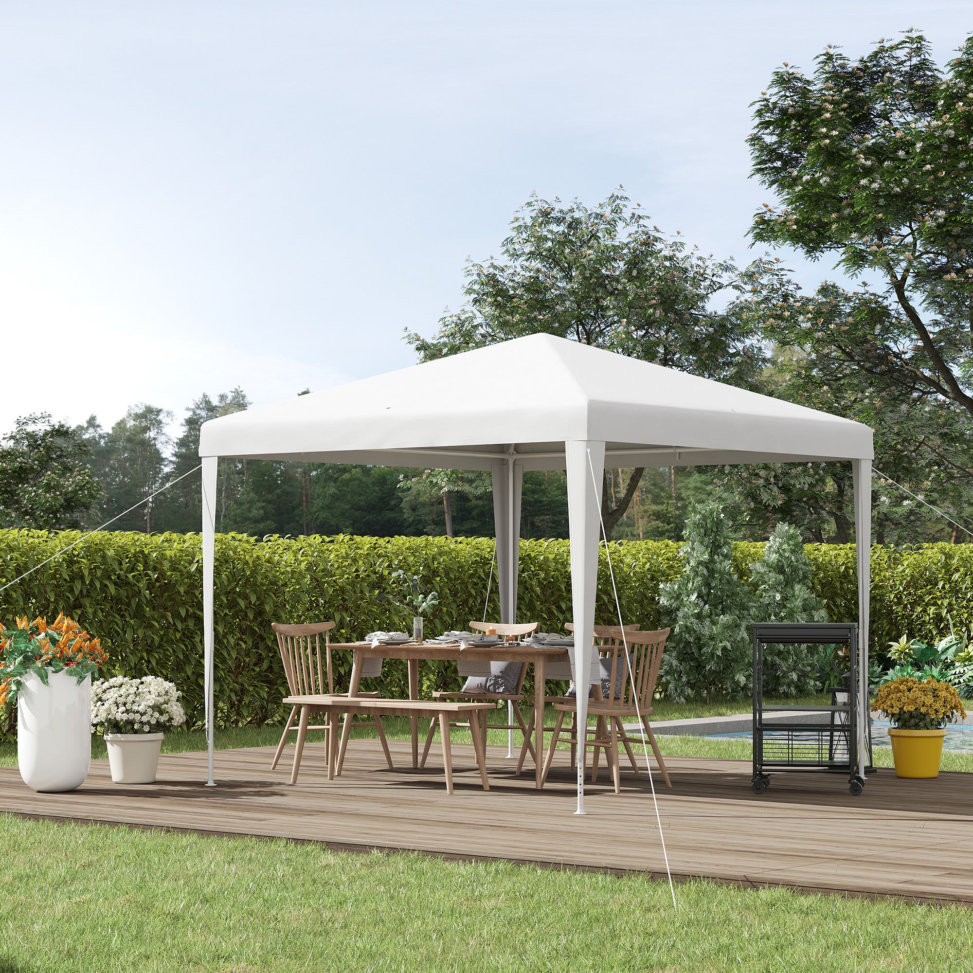 2.7m x 2.7m Garden Gazebo Party Marquee Tent with Steel Frame - White