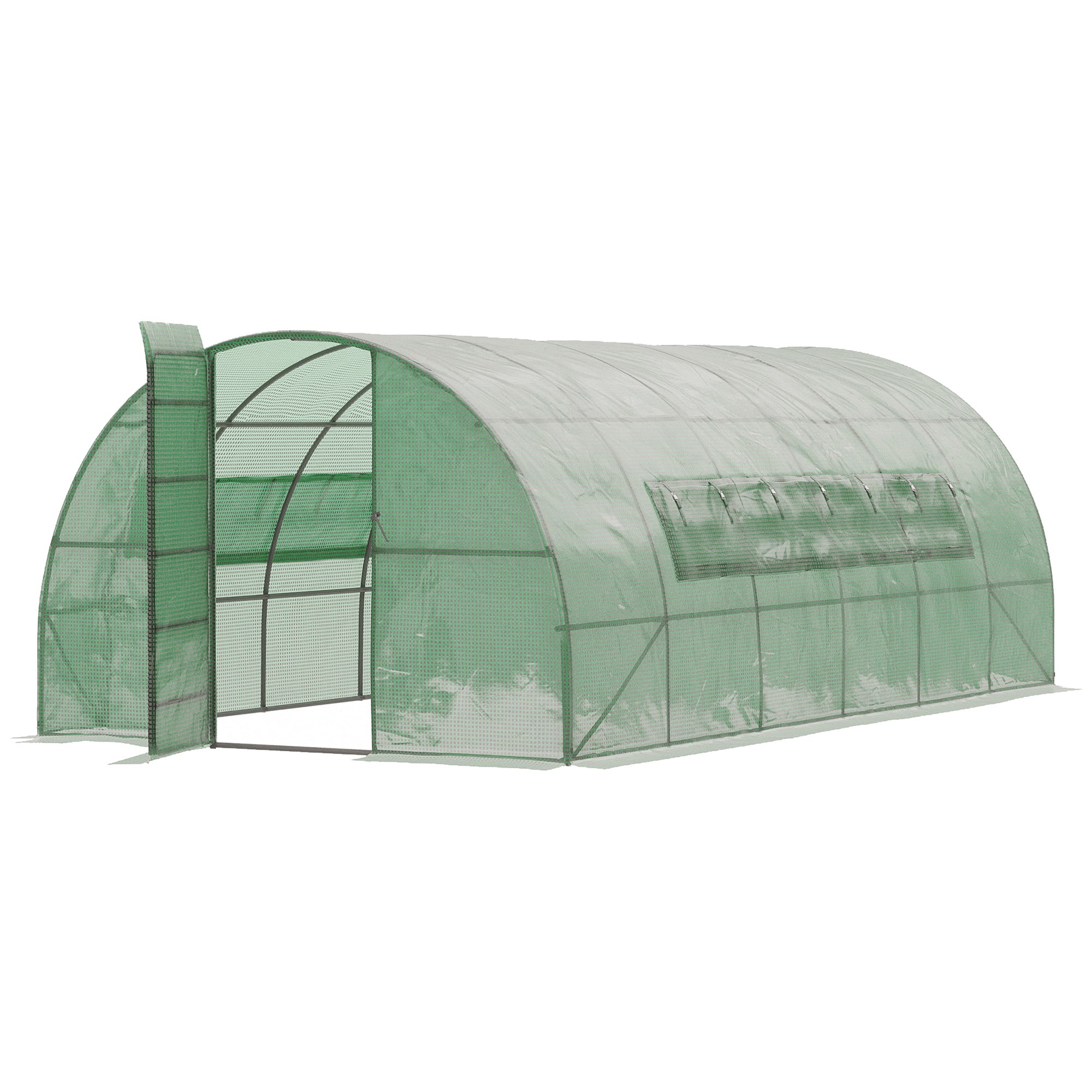 3 x 6 Metre Reinforced Polytunnel Greenhouse with Galvanised Steel Frame and Mesh Windows