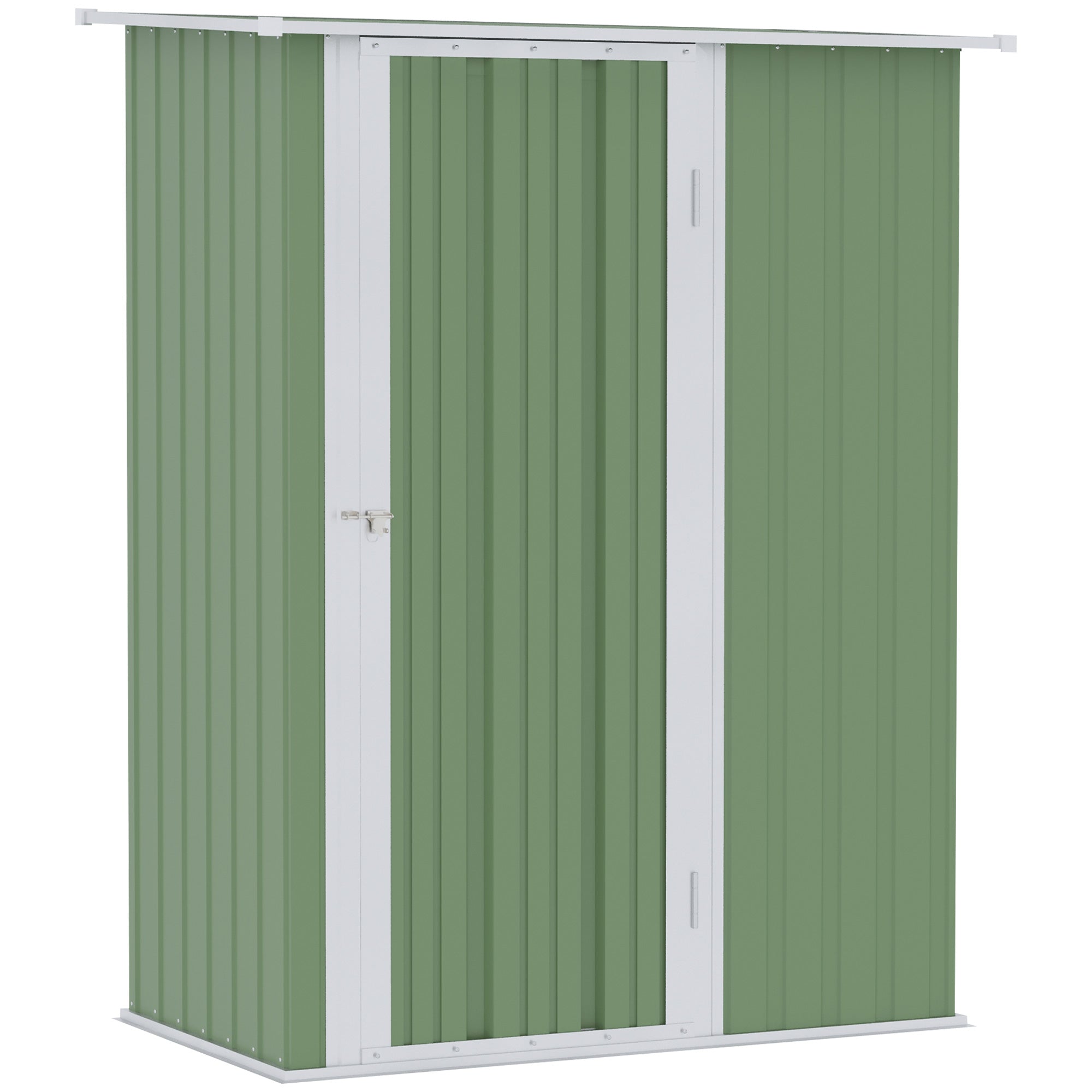 Outdoor Garden Storage Shed with Lockable Door and Steel Frame - Light Green