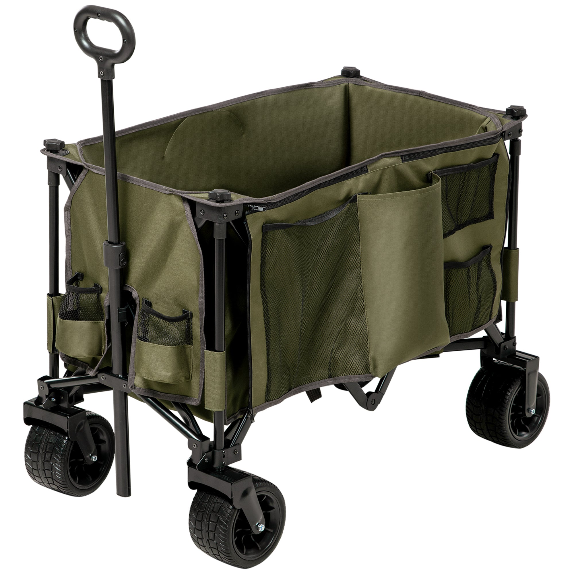 Folding Garden Trolley with Steel Frame and 360 Degree Wheels - Green