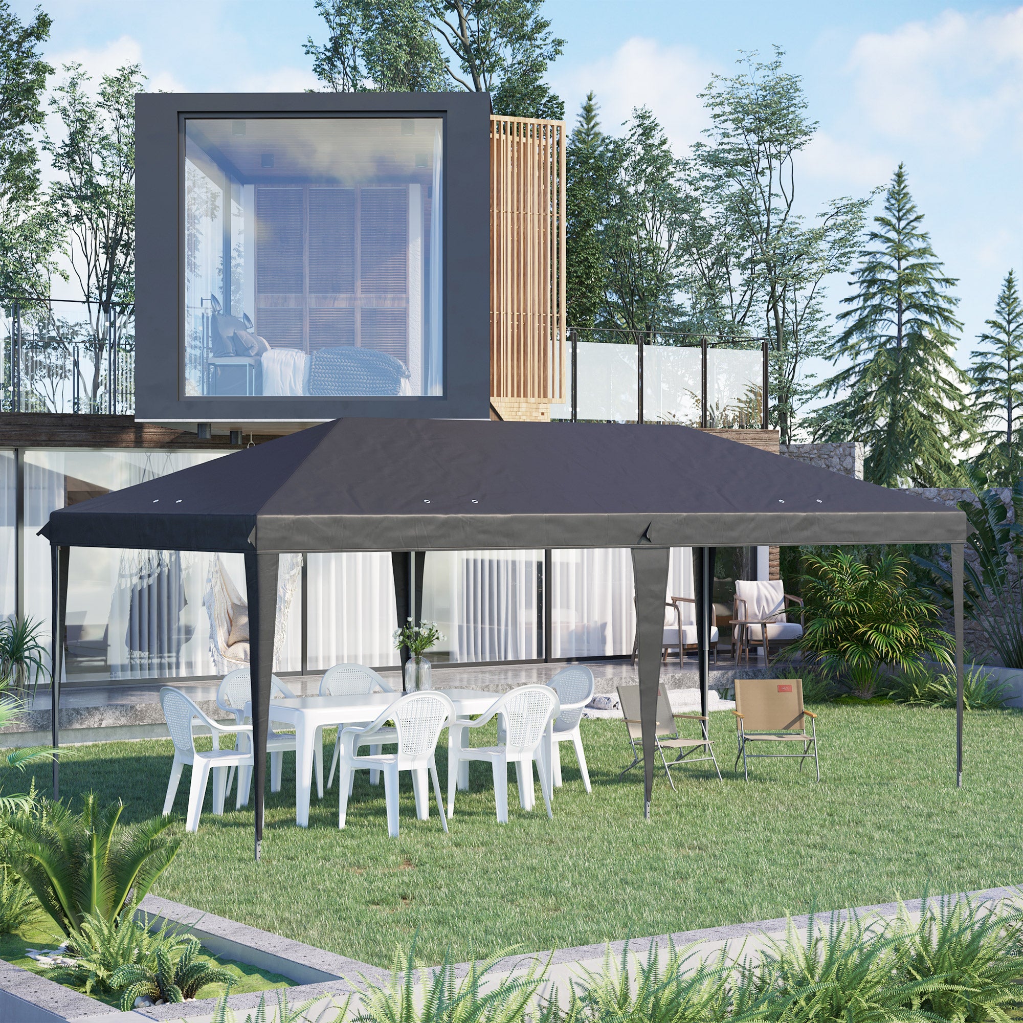 Height Adjustable Pop Up Gazebo Canopy Tent with Reflective Fabric - Black