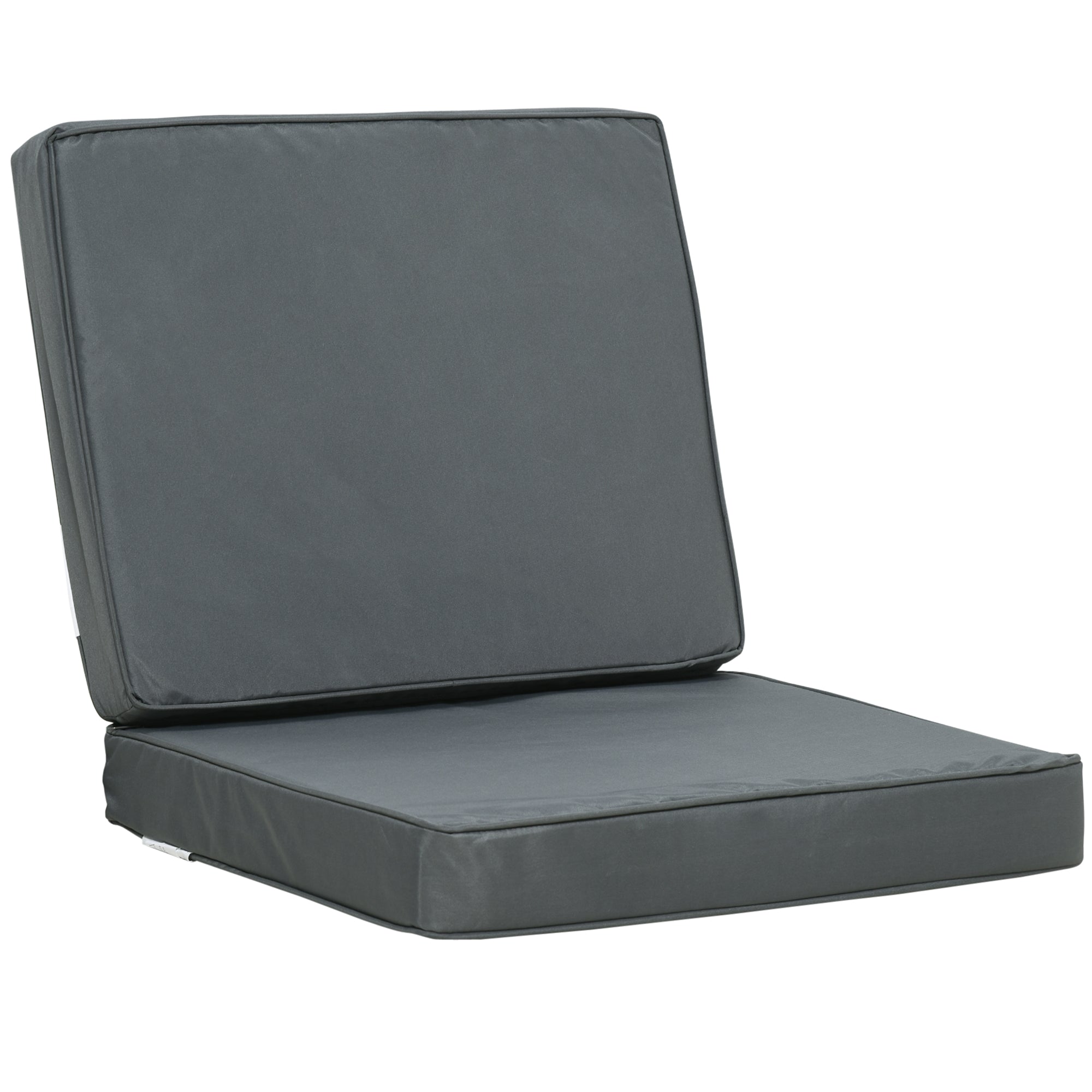 Set of 2 Garden Seat and Back Cushions for Outdoor Furniture - Dark Grey