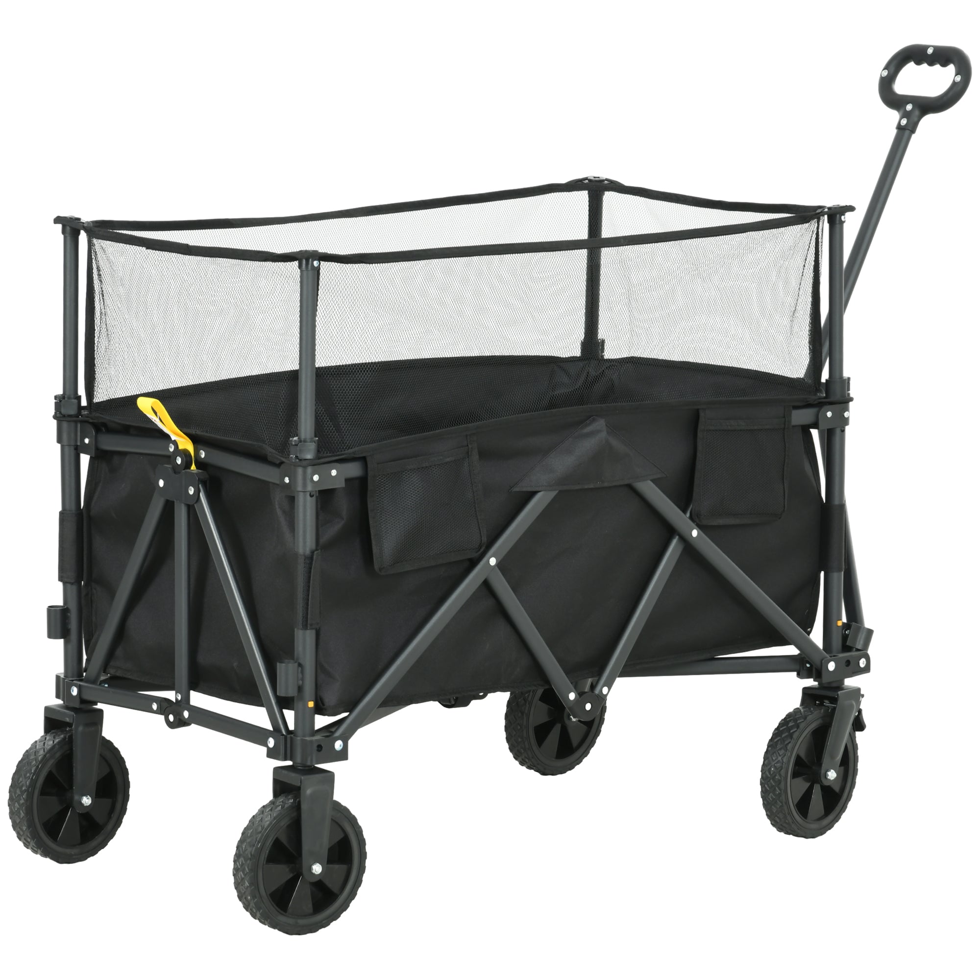 180L Folding Garden Trolley Cart with Extendable Side Walls - Black