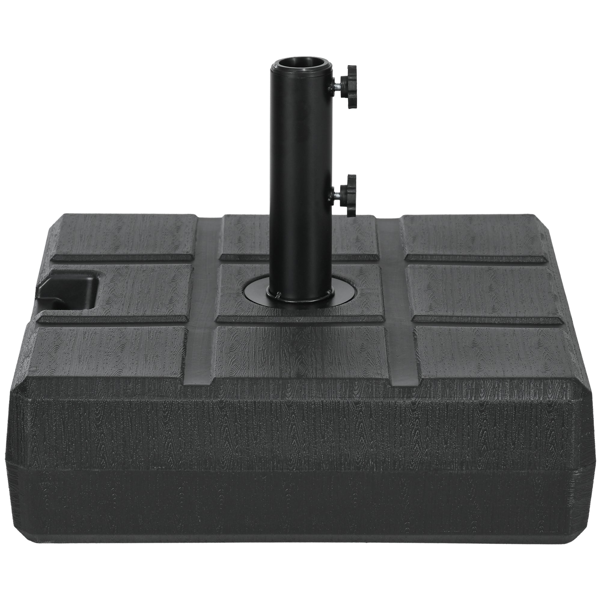 40kg Square Wood Effect Plastic Parasol Base for Outdoor Patio Umbrella - Black