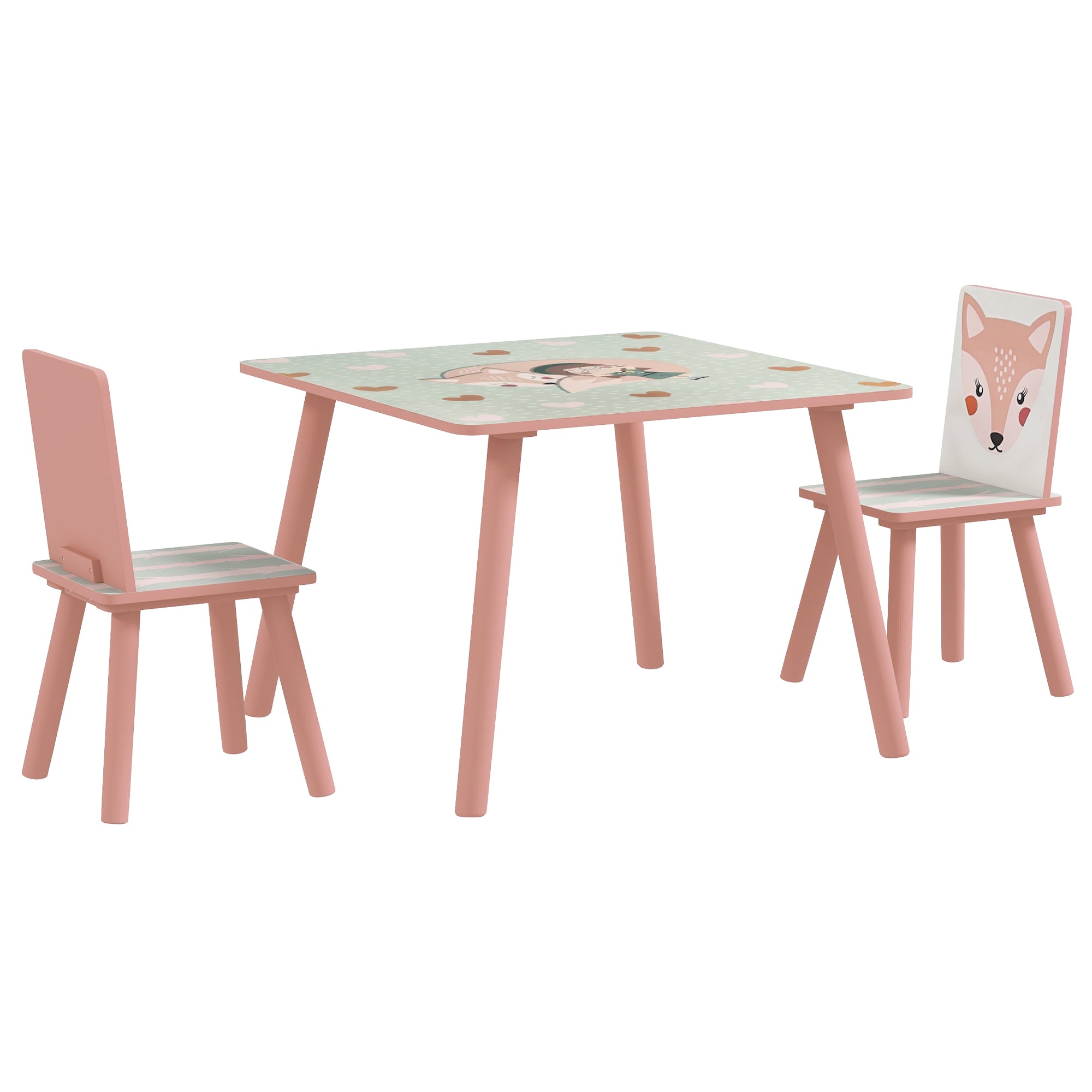 3 Piece Kids Table and Chairs Set - Pink Toddler Furniture