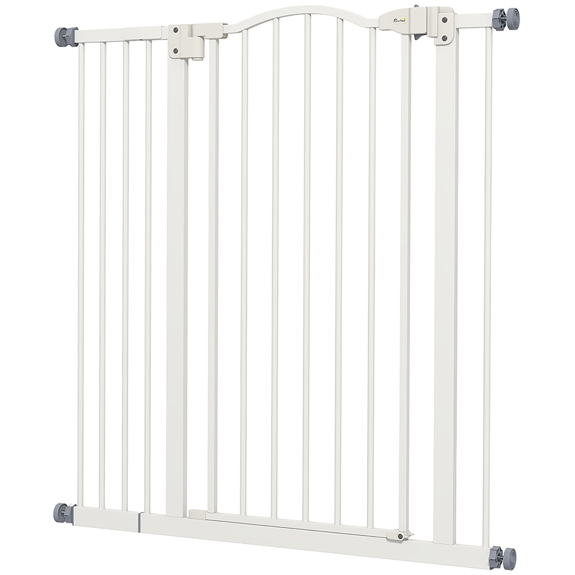 Metal Pet Safety Folding Dog Gate with Double Lock - White