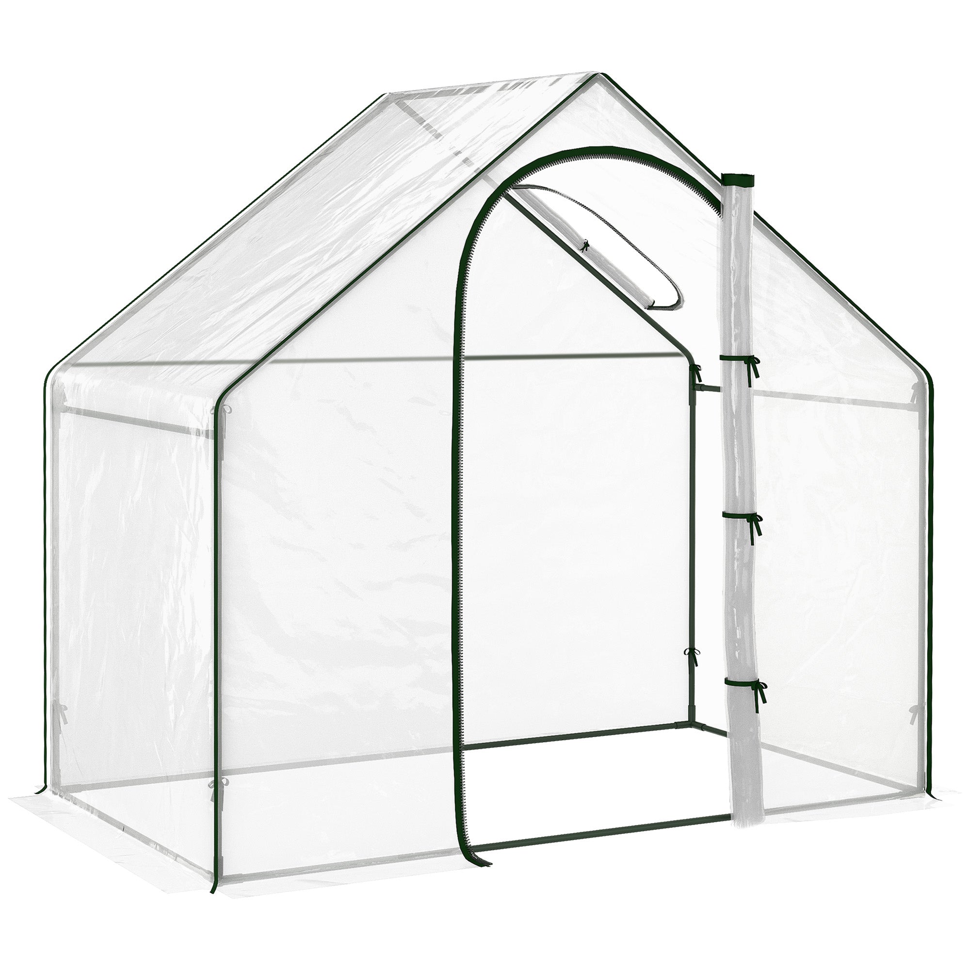 Walk-In PVC Greenhouse with Steel Frame and Zipped Door - White