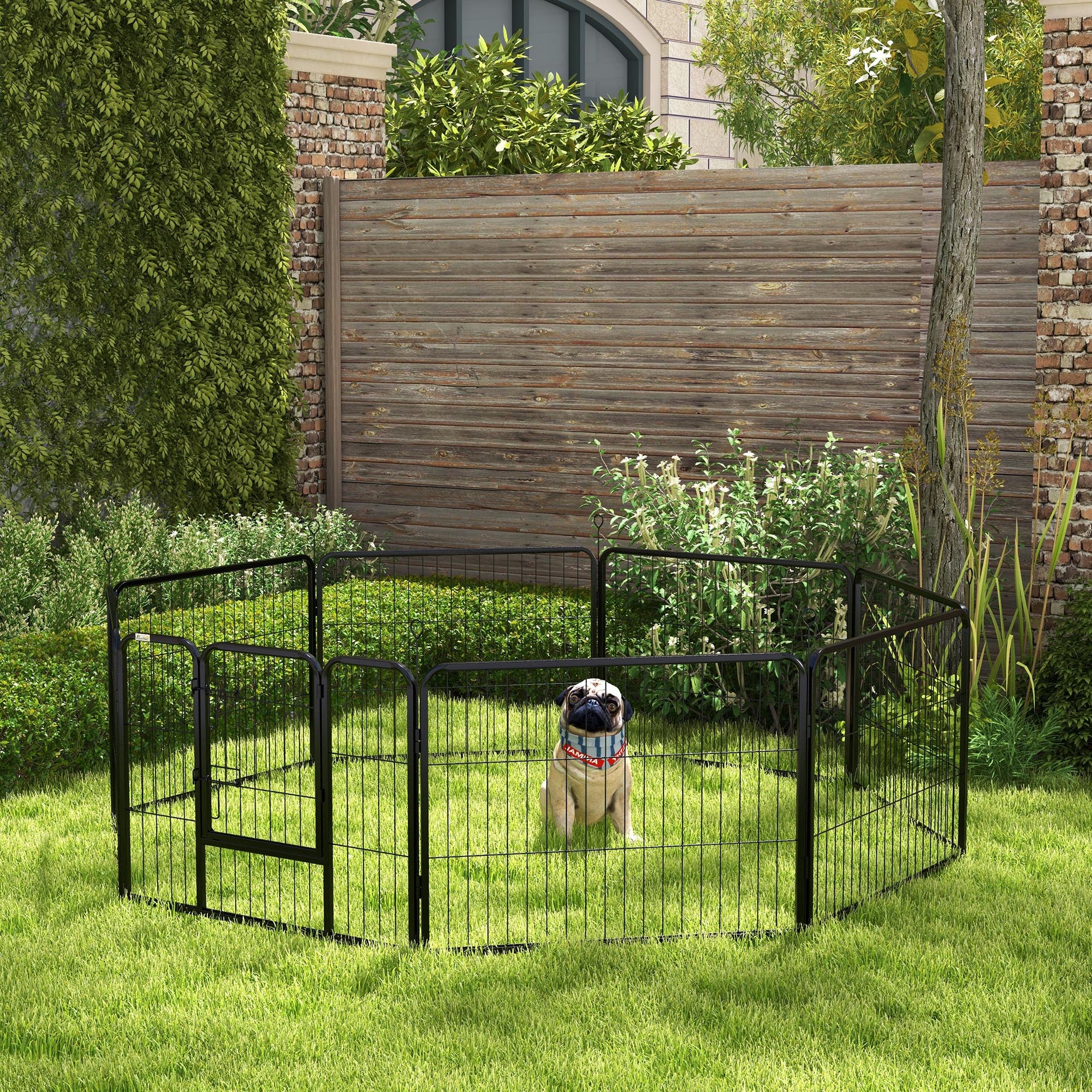 Steel 8 Panel Dog PlayPen for Small Dogs - Black