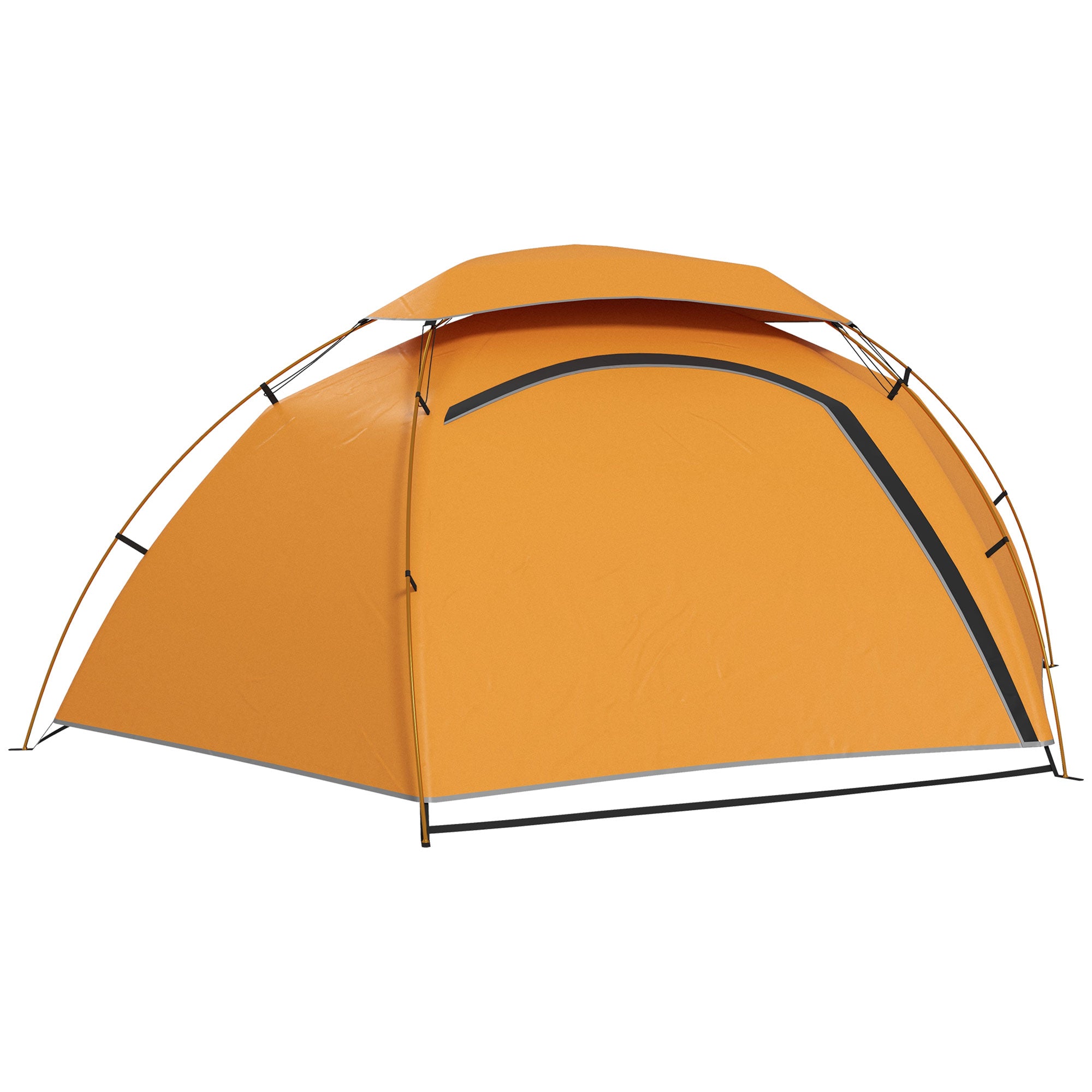 1-2 Man Aluminium Frame Camping Dome Tent with Rainfly - Orange