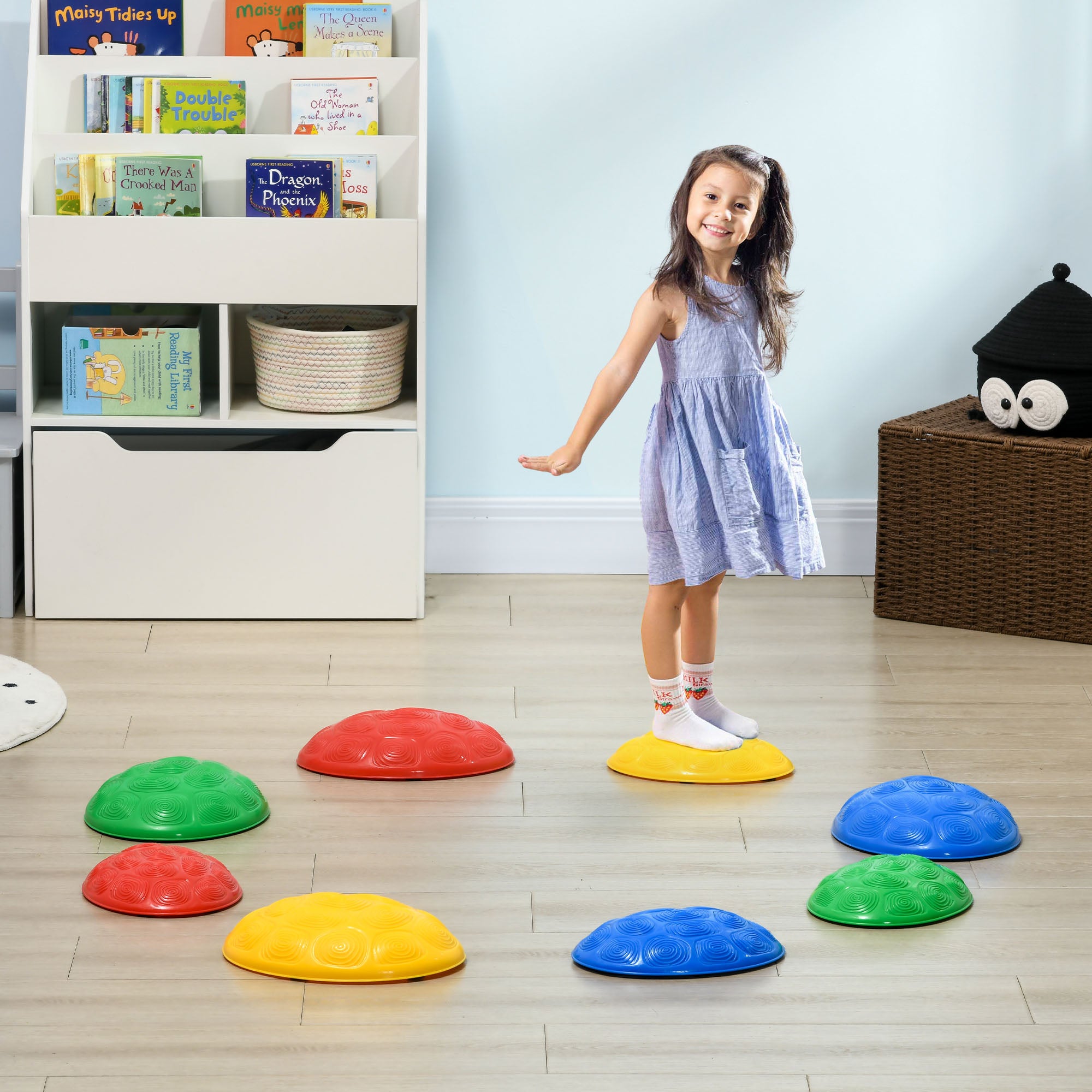 8 Piece Kids Balance Stepping Stones Set with Non-Slip Mats - Multicoloured