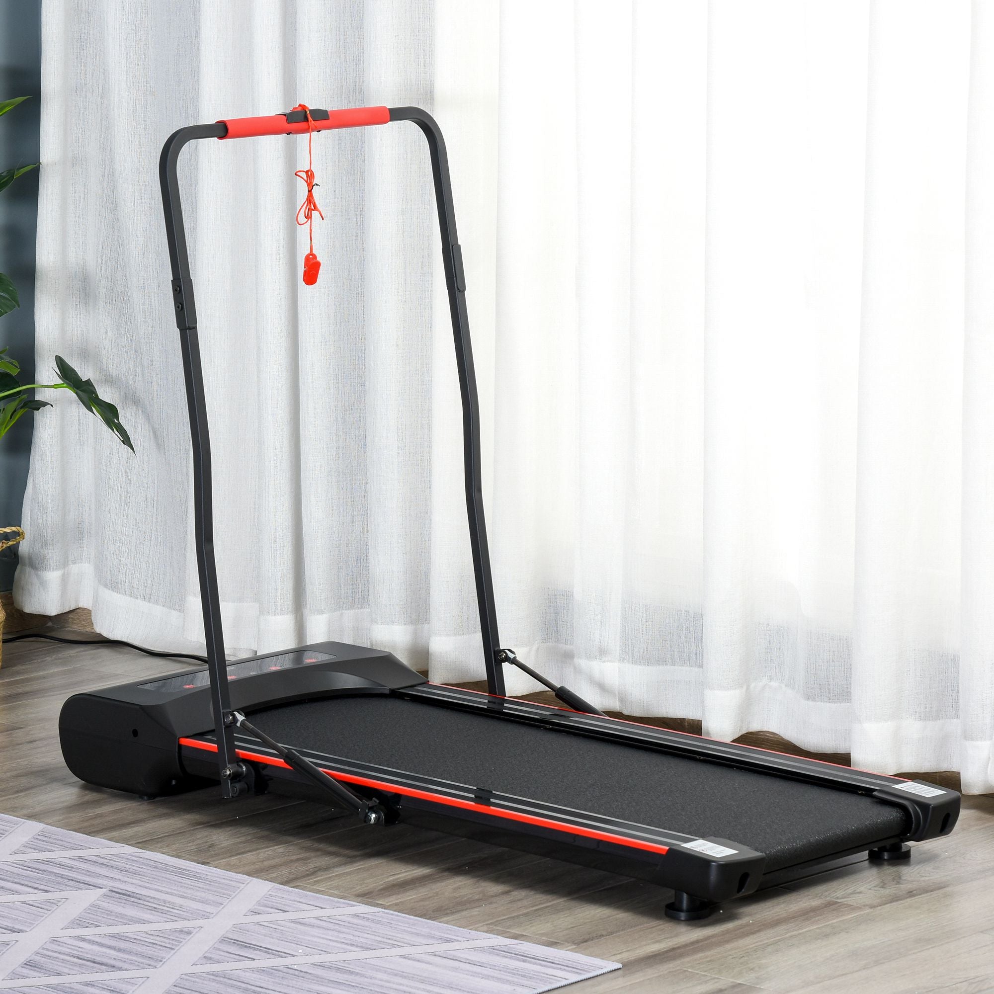Foldable Walking Treadmill with LED Display and Remote Control - Black