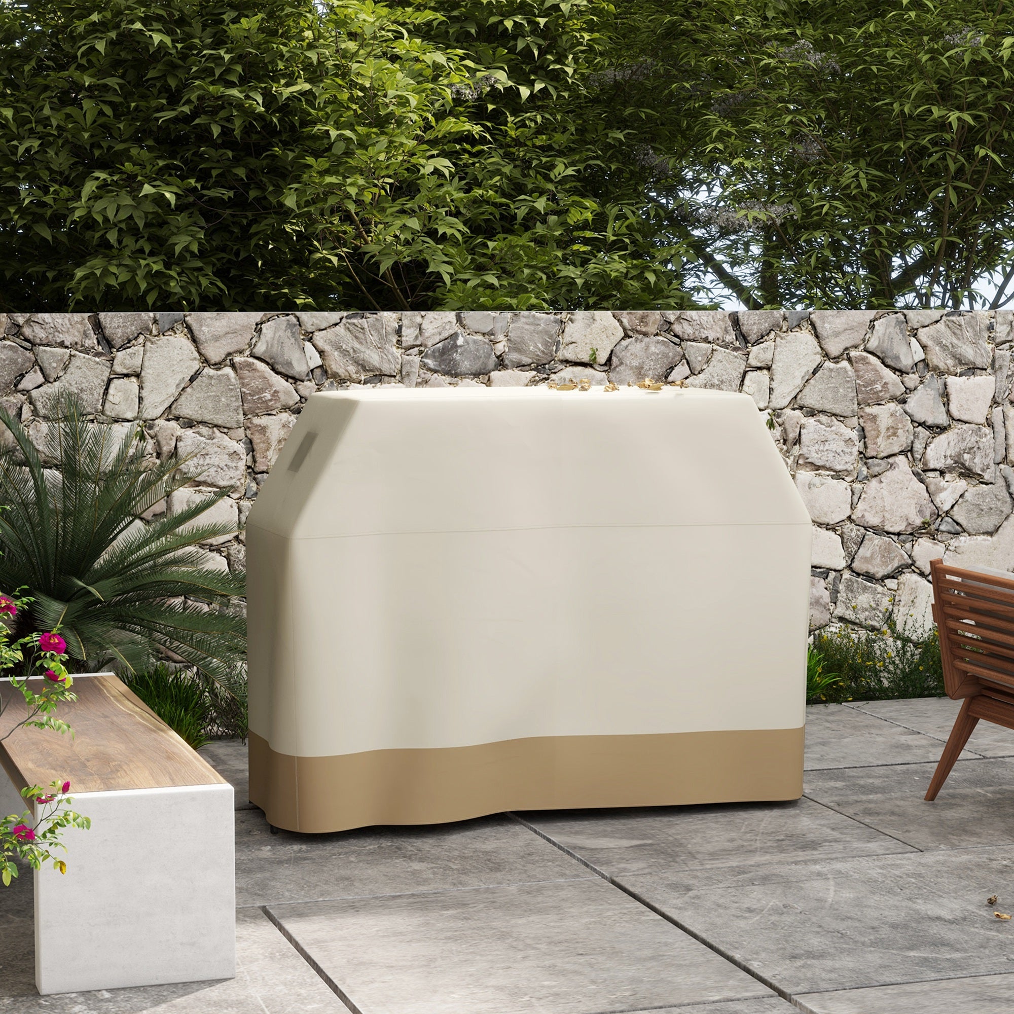 Large Weather-Resistant BBQ Grill Cover Set - Beige Oxford Fabric