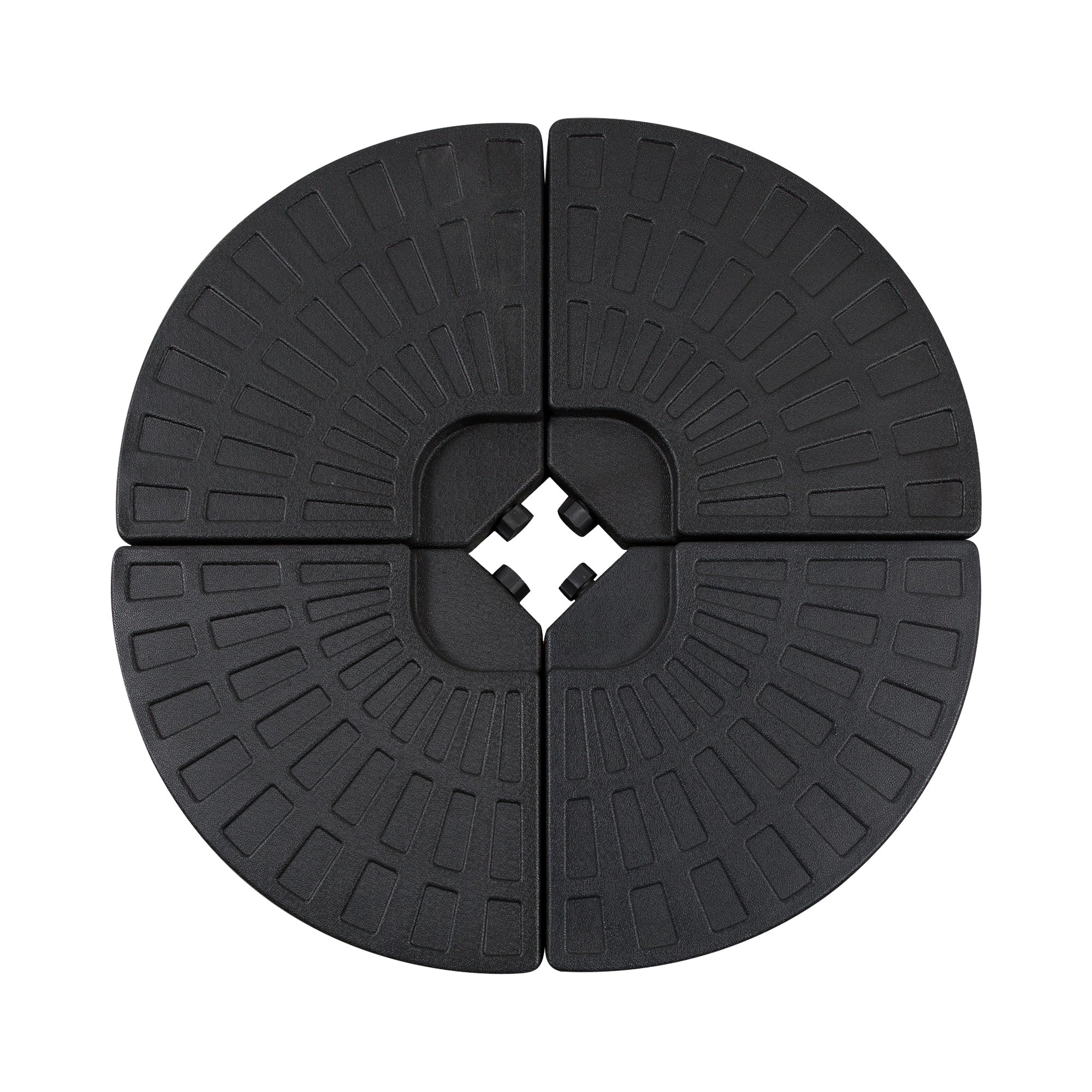 Set of 4 Portable Parasol Base Weights - Durable HDPE Plastic Black