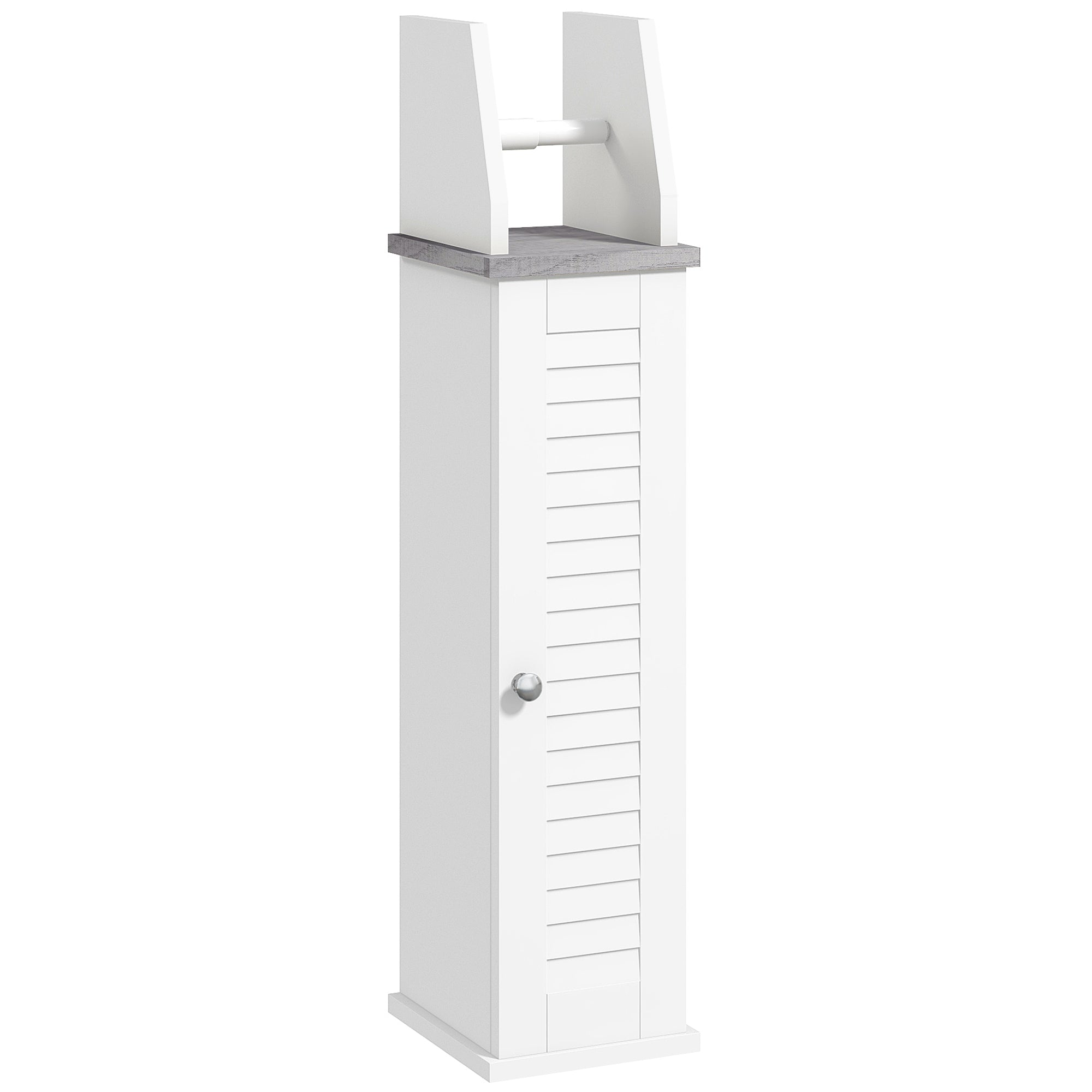 Slim Bathroom Floor Cabinet with Adjustable Shelf for Efficient Storage - White