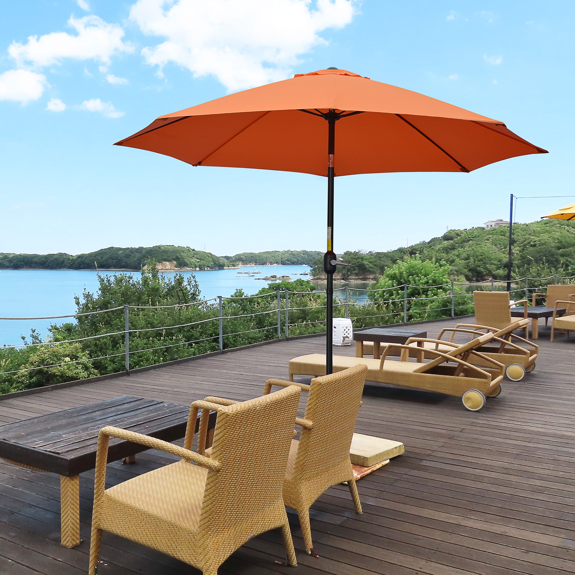 2.6 Metre Patio Parasol with Tilt and Crank Aluminium Frame - Orange