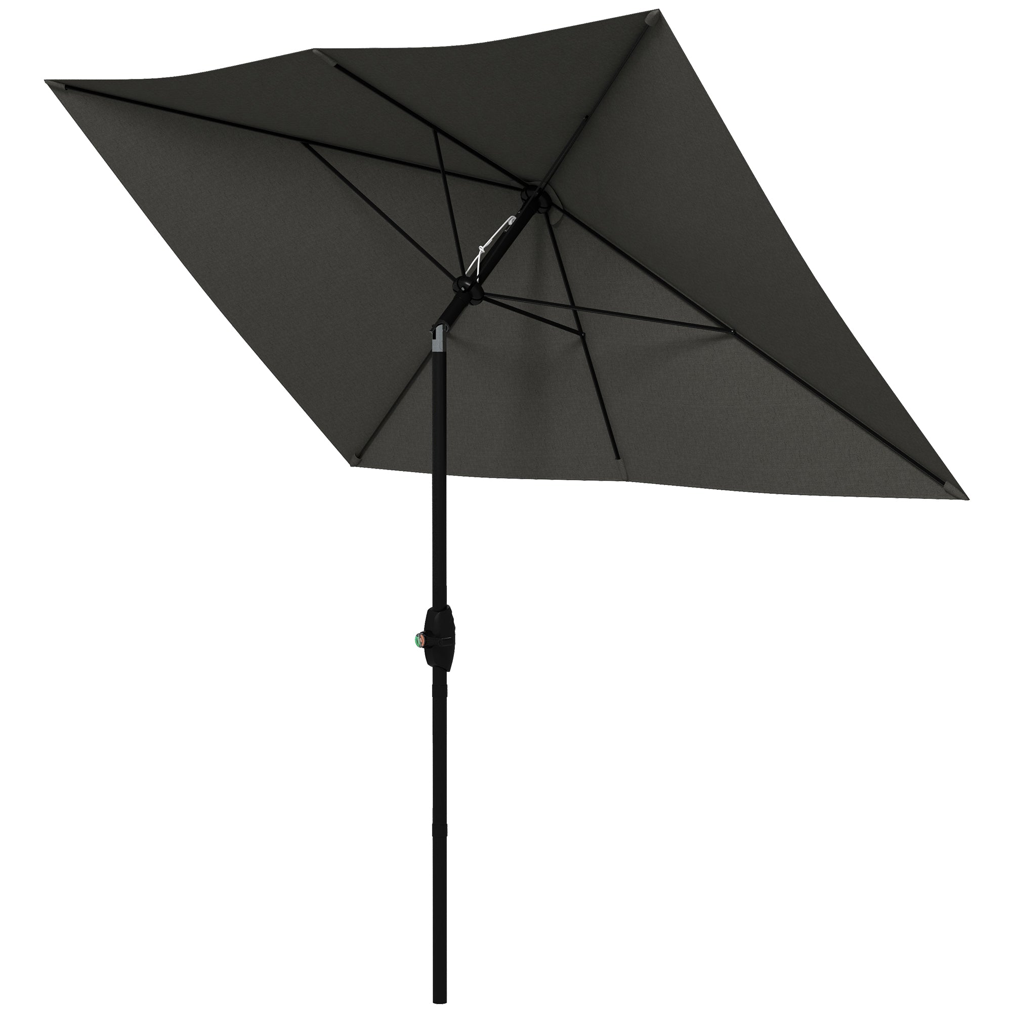 2x3 Metre Rectangular Garden Parasol Set with Crank Tilt - Aluminium Pole