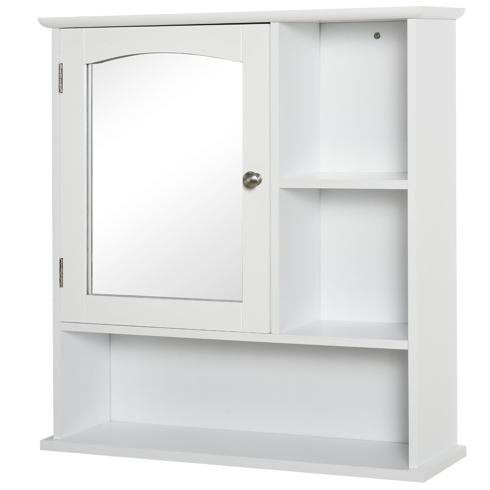 Wall Mount Bathroom Cabinet with Mirror and Adjustable Shelf - White