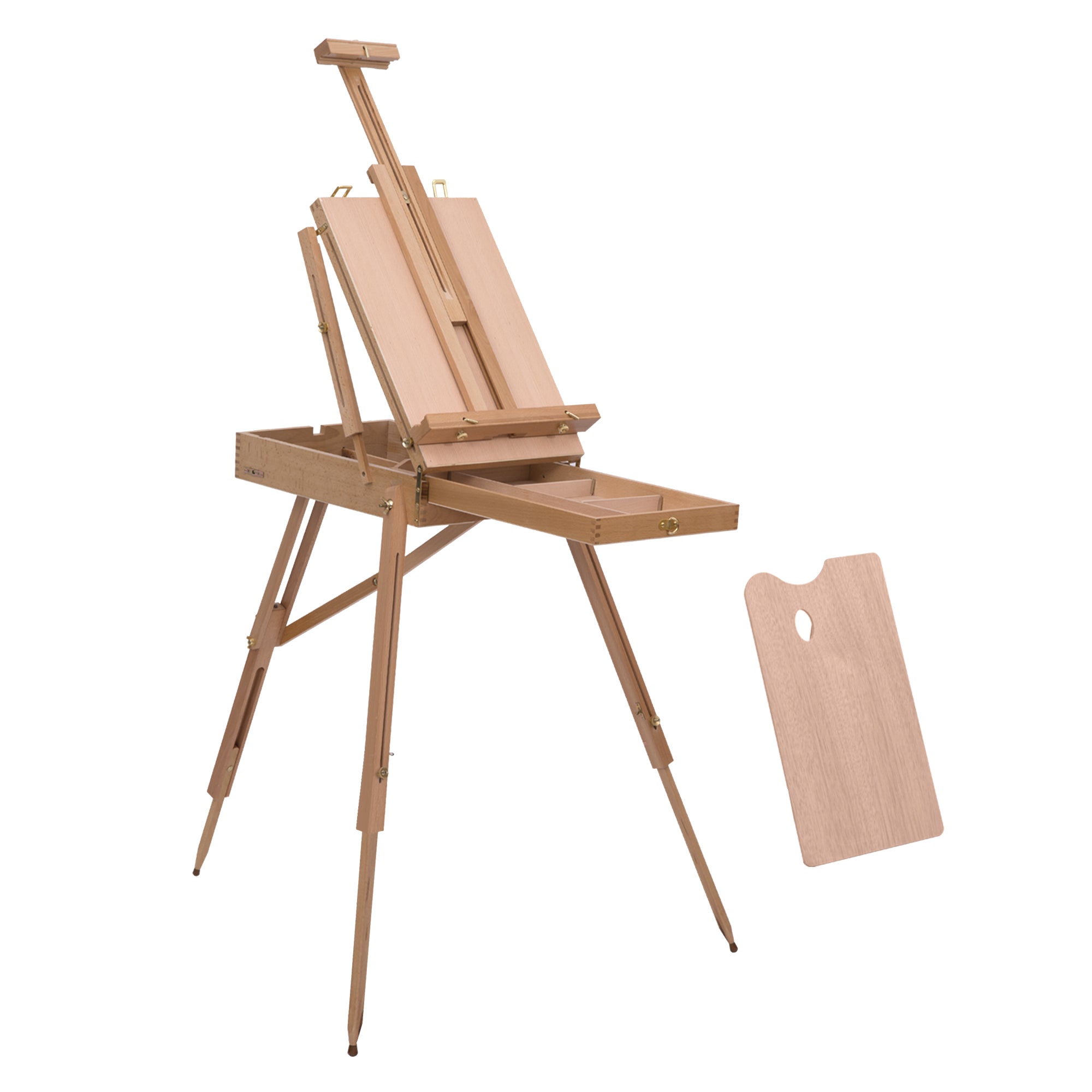 Wooden Art Easel Tripod with Folding Drawing Board Portable Lightweight - Natural Wood