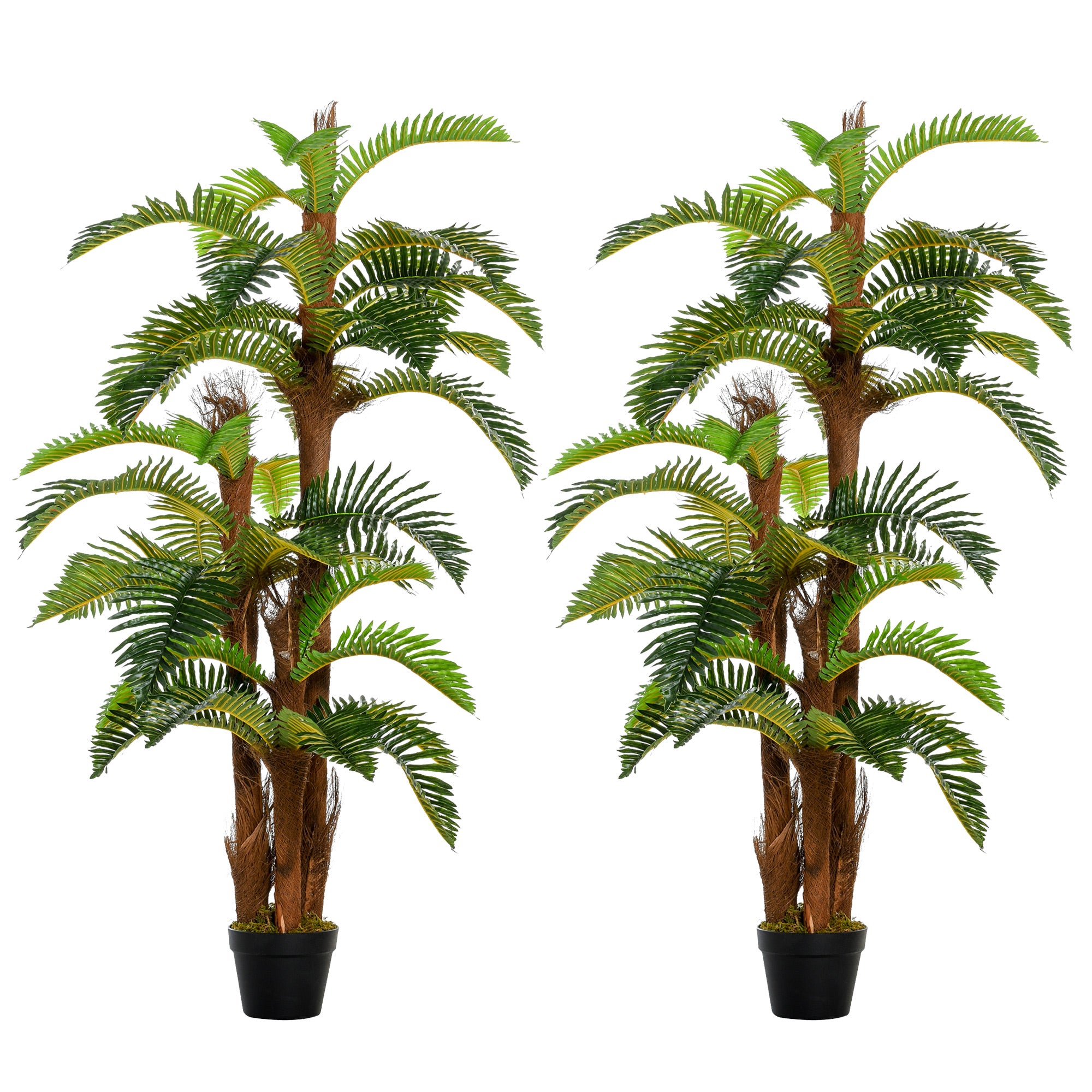 Set of 2 Artificial Tropical Palm Plants with Bendable Leaves - Green