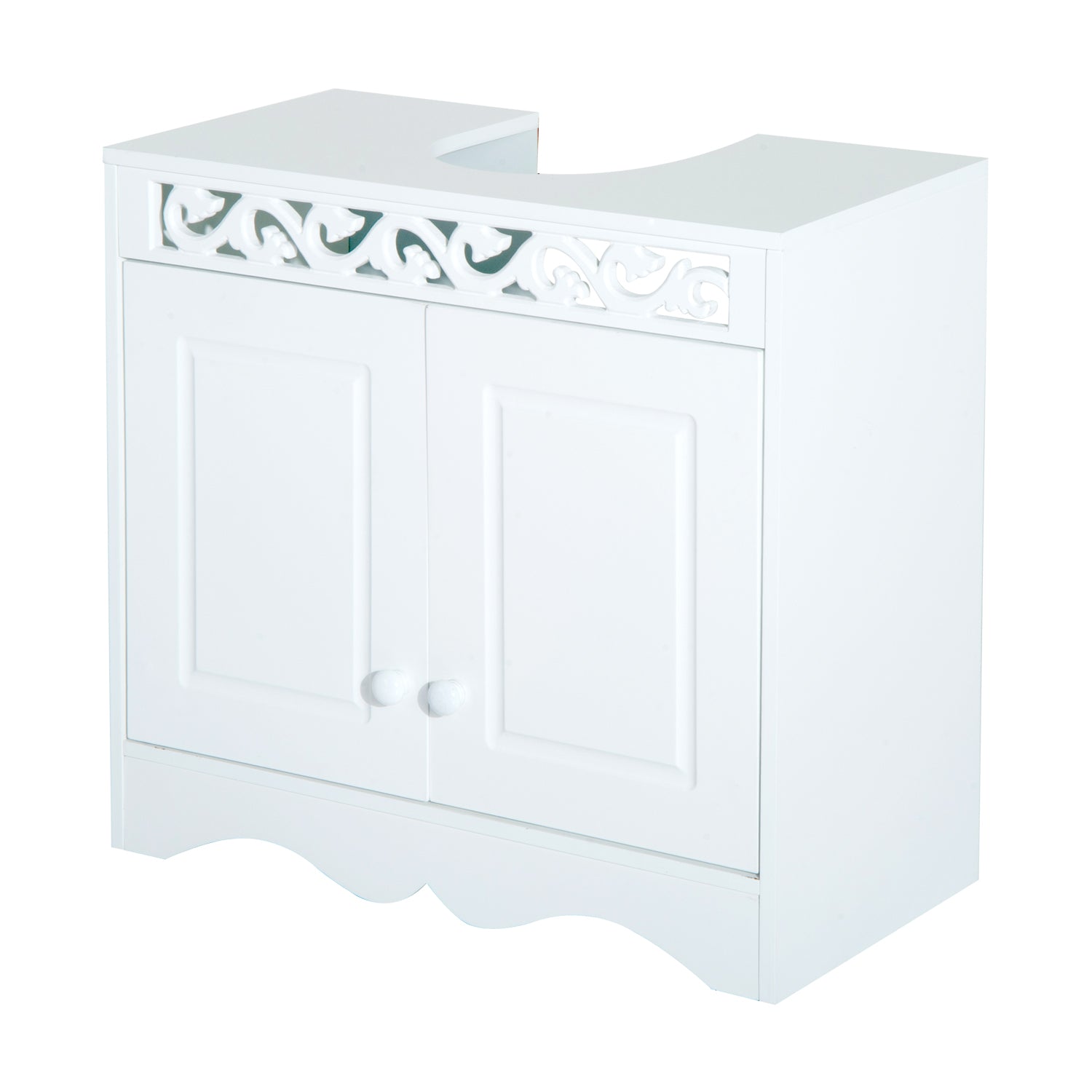 Bathroom Under Sink Storage Cabinet 2-Door Wooden Vanity Unit - White