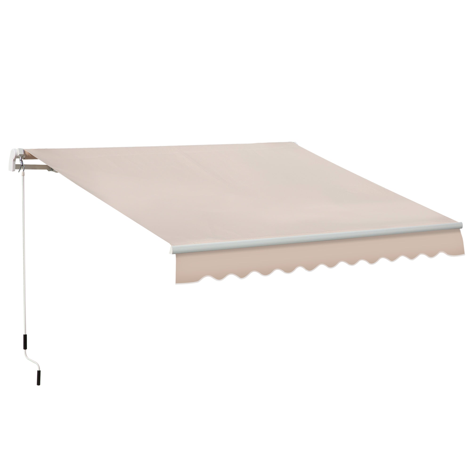 Retractable Manual Awning Sun Shade Canopy with Crank Handle Beige