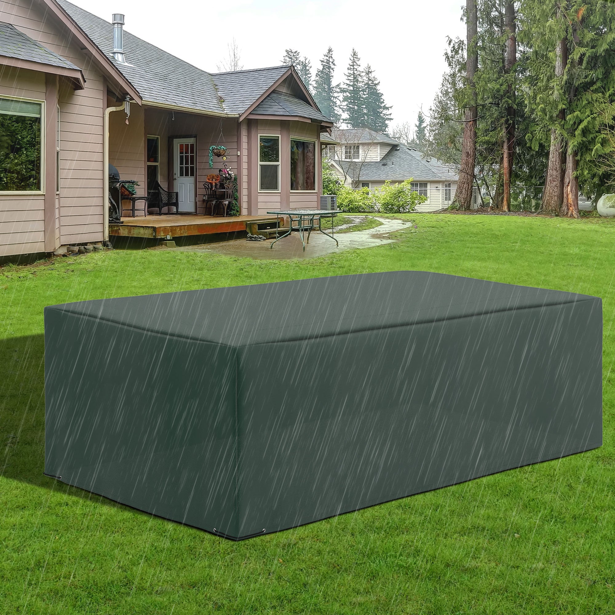 Oxford Waterproof UV Resistant Patio Set Cover 255L x 142W x 86Hcm - Green