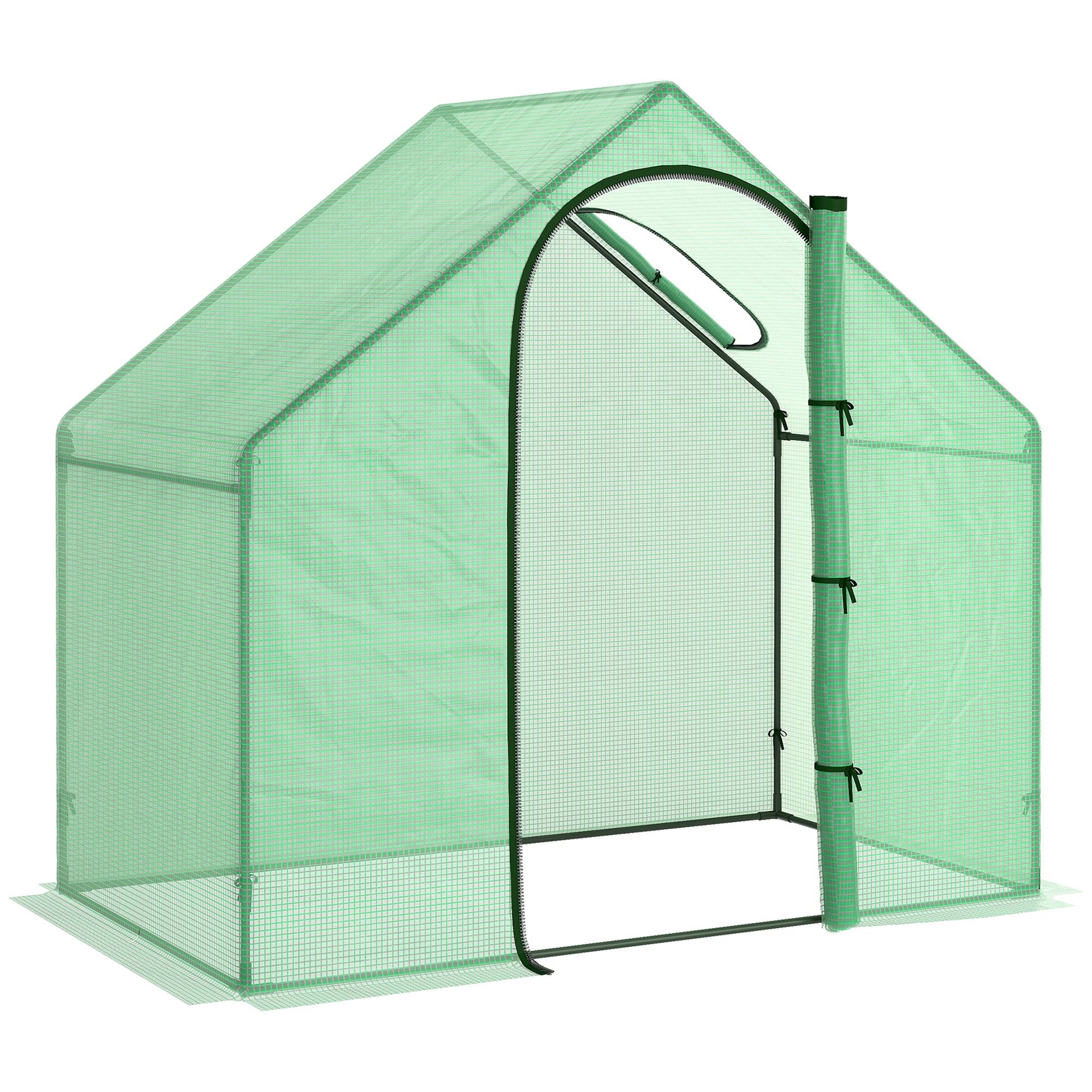 Walk In Greenhouse Grow House with Roll Up Door and Ventilation Window Green