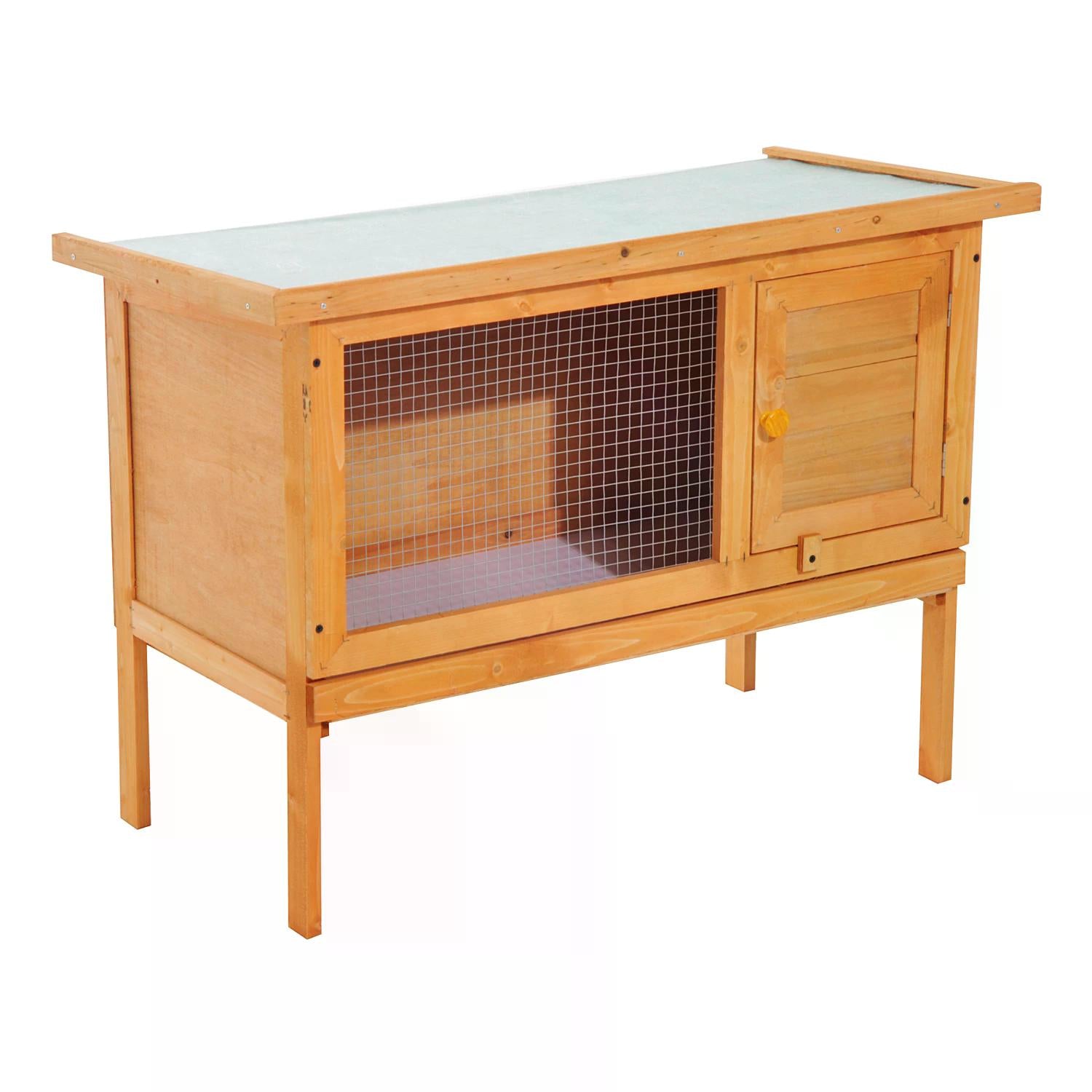 Elevated Fir Wood Rabbit Hutch 90L x 45W x 65H cm - Natural Wood Color