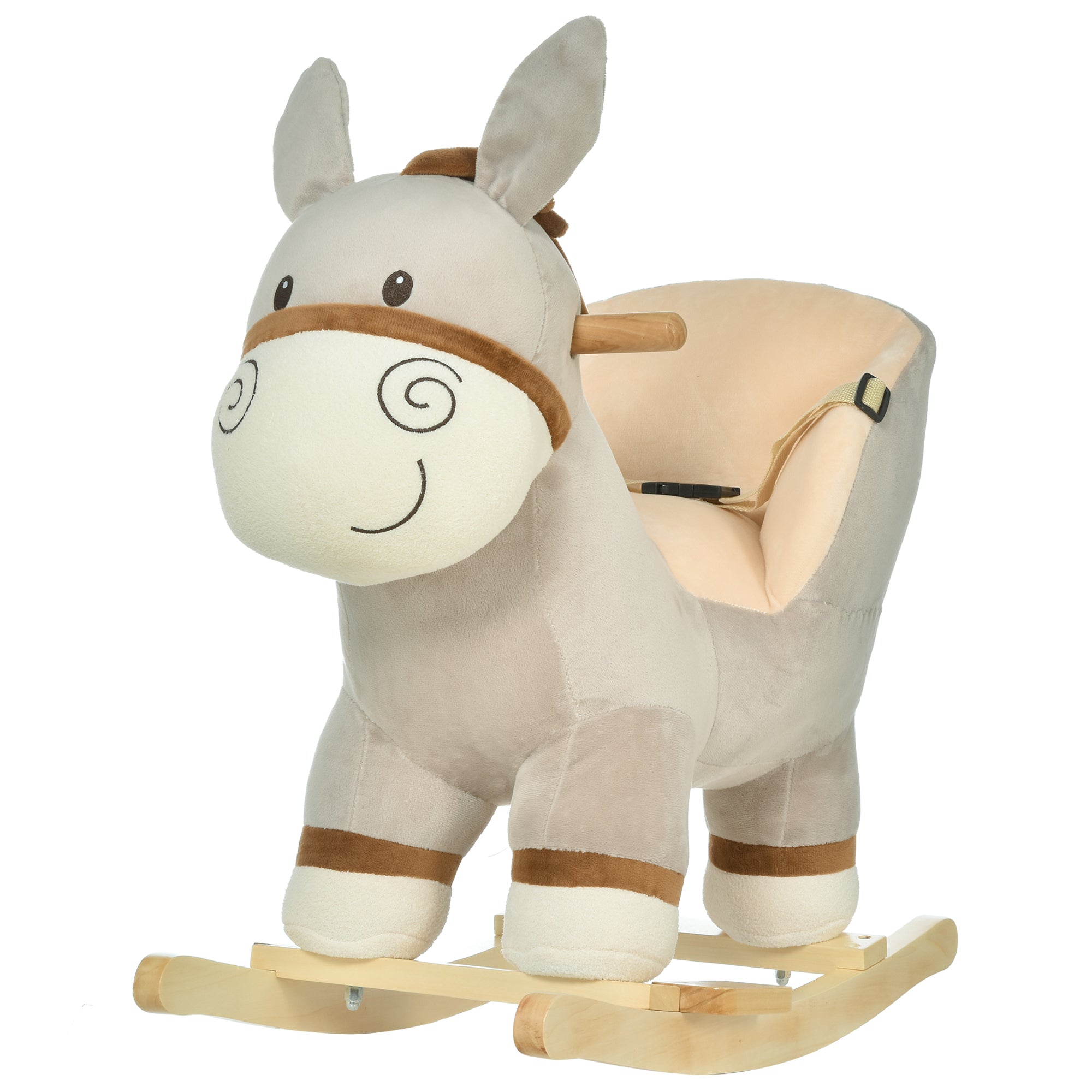 Toddlers Donkey Plush Rocking Ride-On with Sound - Grey