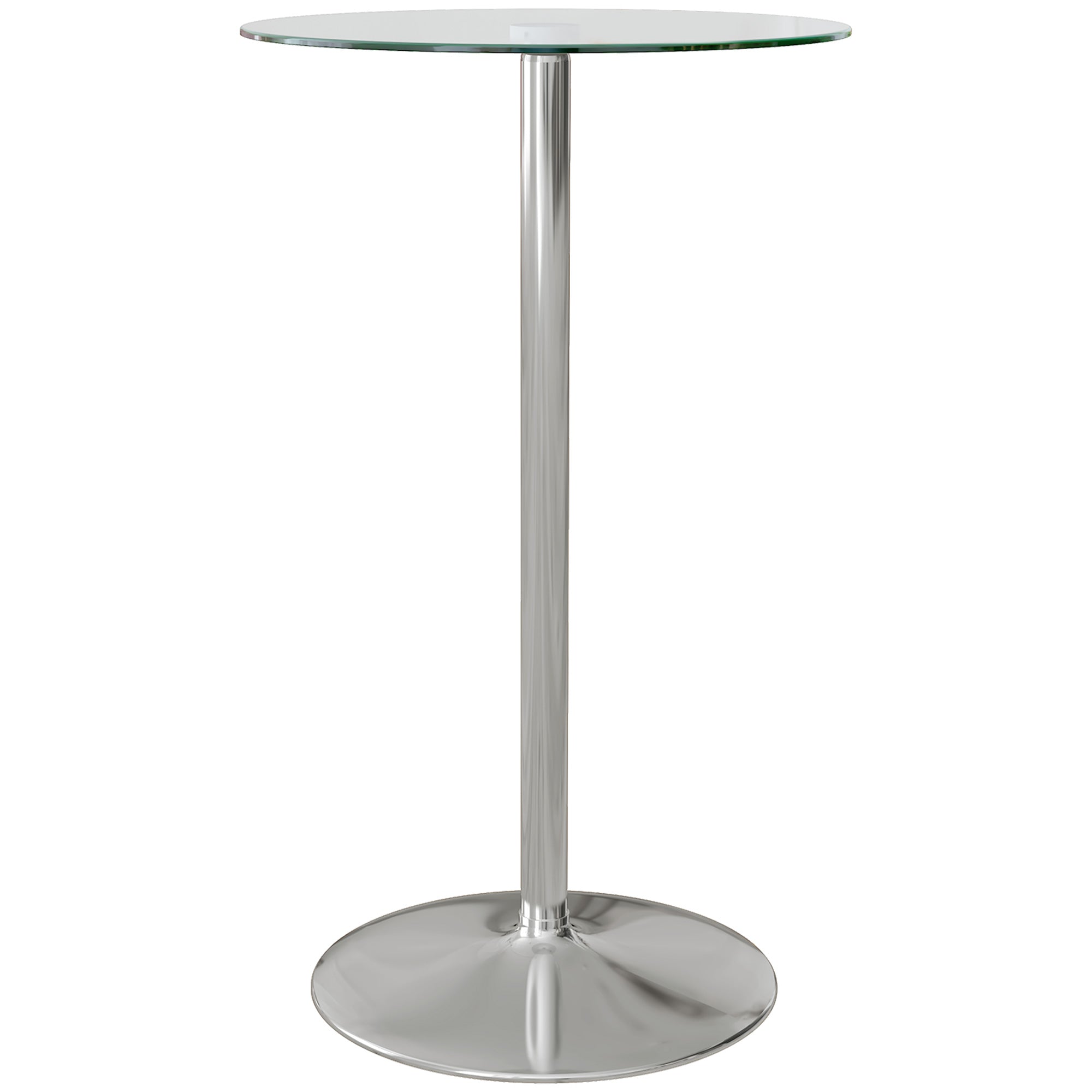 High Top Bistro Table for 2 - Tempered Glass and Steel Base - Clear