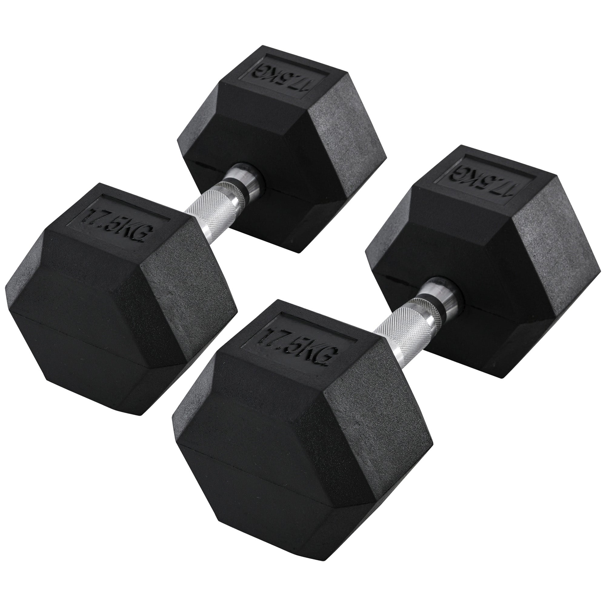 Set of 2 Rubber Hex Dumbbells 17.5kg - Portable Home Gym Weights