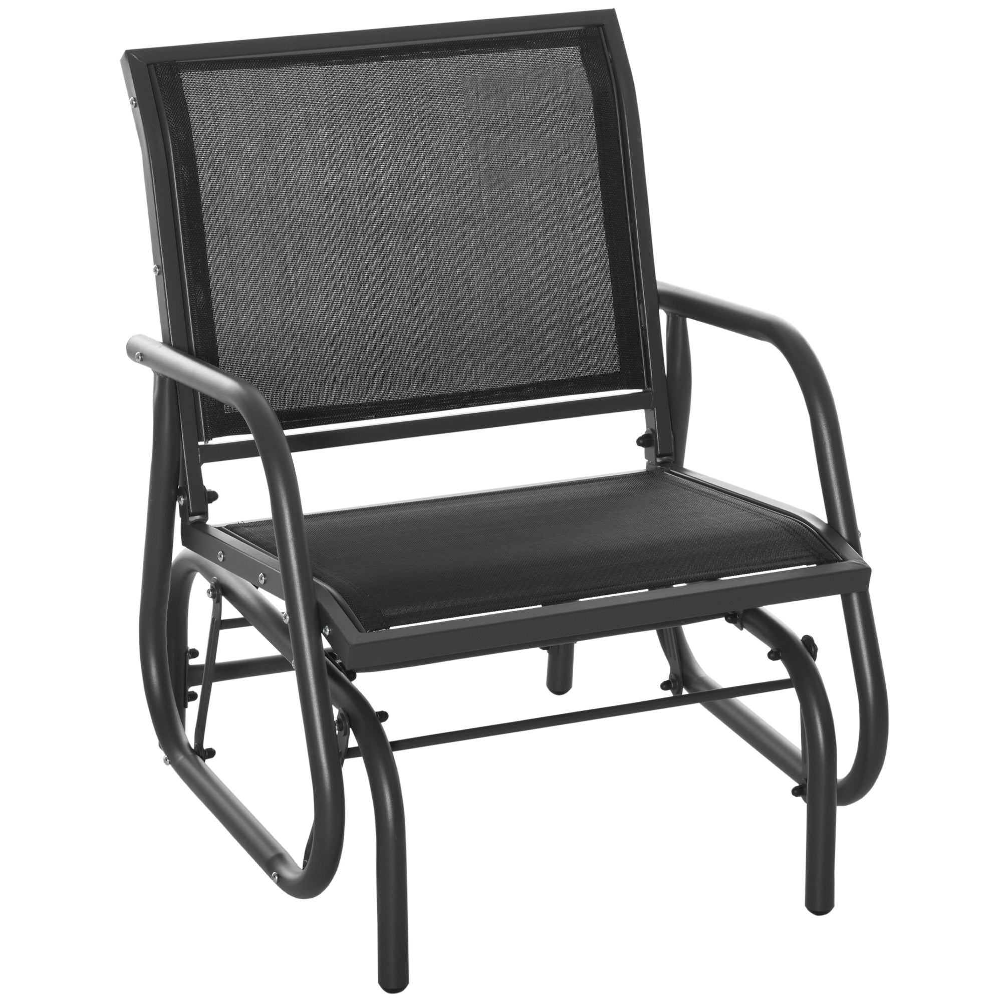 1 Piece Outdoor Gliding Swing Chair with Mesh Seat Steel Frame Dark Grey