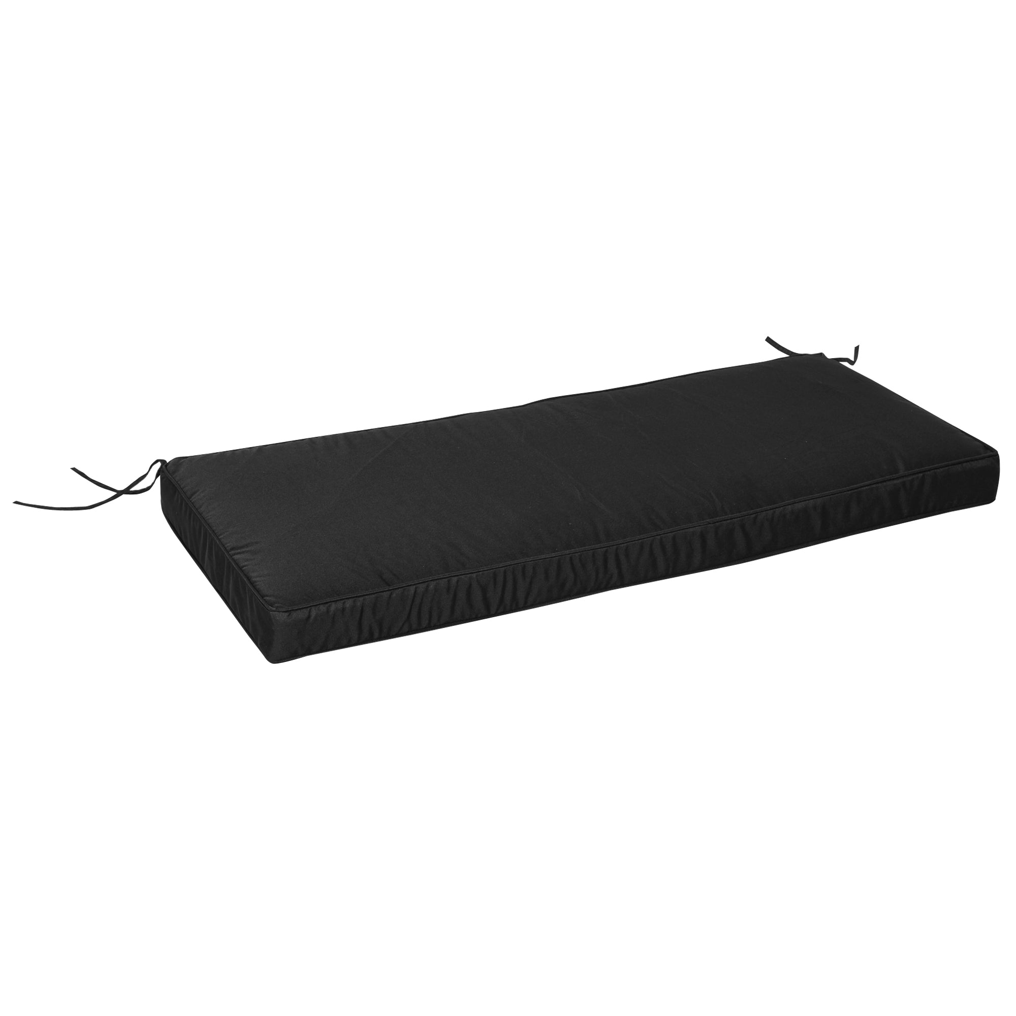 2 Seater Garden Bench Cushion with Thick Sponge Filling - Black Polyester