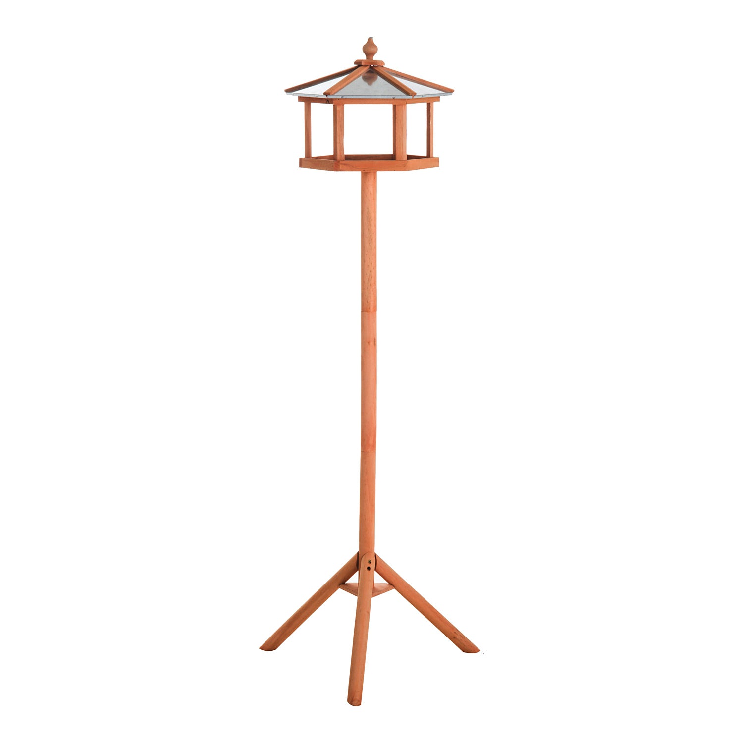Portable Wooden Bird Feeder Station with Stand for Garden, Patio or Balcony - Natural Wood