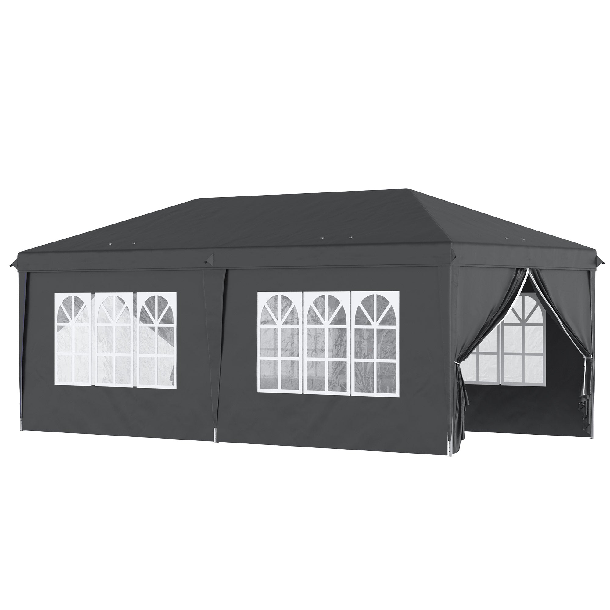3 x 6 Metre Pop Up Gazebo Set with Adjustable Steel Frame and Removable Sides - Black
