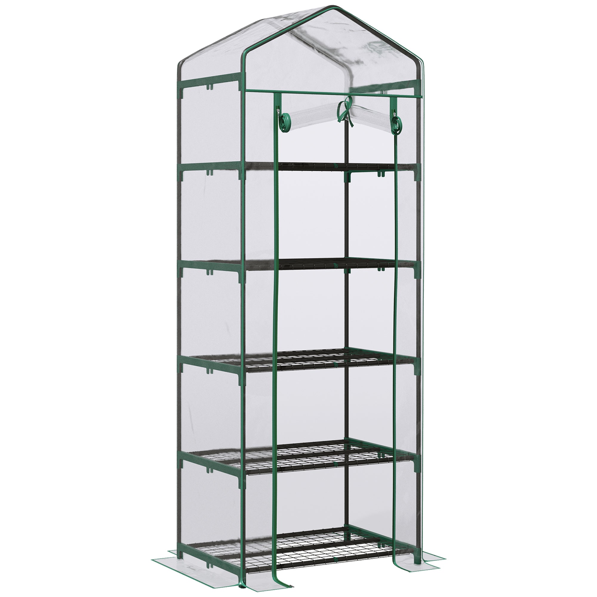 5 Tier Portable Greenhouse with PVC Cover and Metal Frame - Transparent
