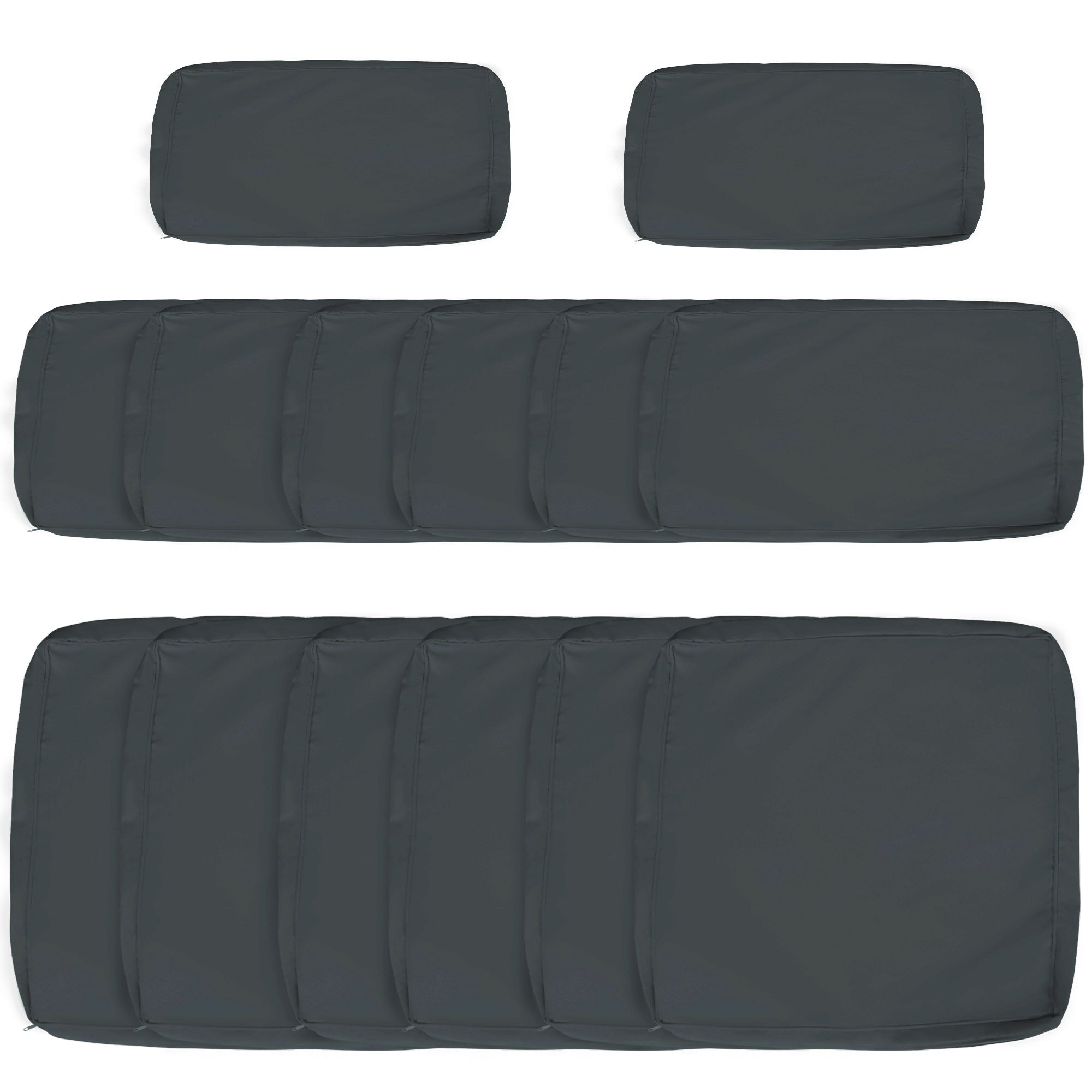 Set of 14 Polyester Rattan Sofa Cushion Covers with Zips - Dark Grey