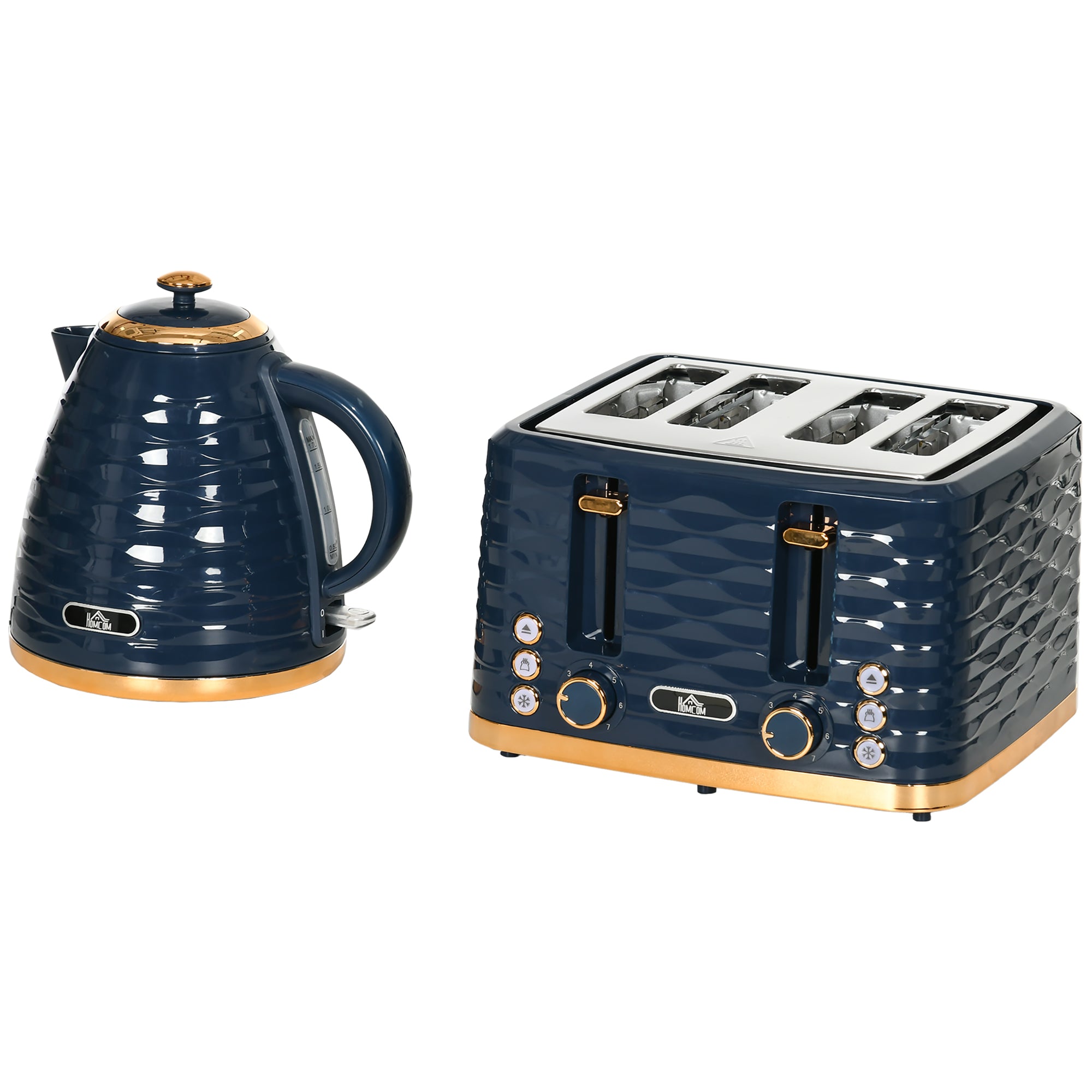 2 Piece Rapid Boil Kettle and 4 Slice Toaster Set - Blue