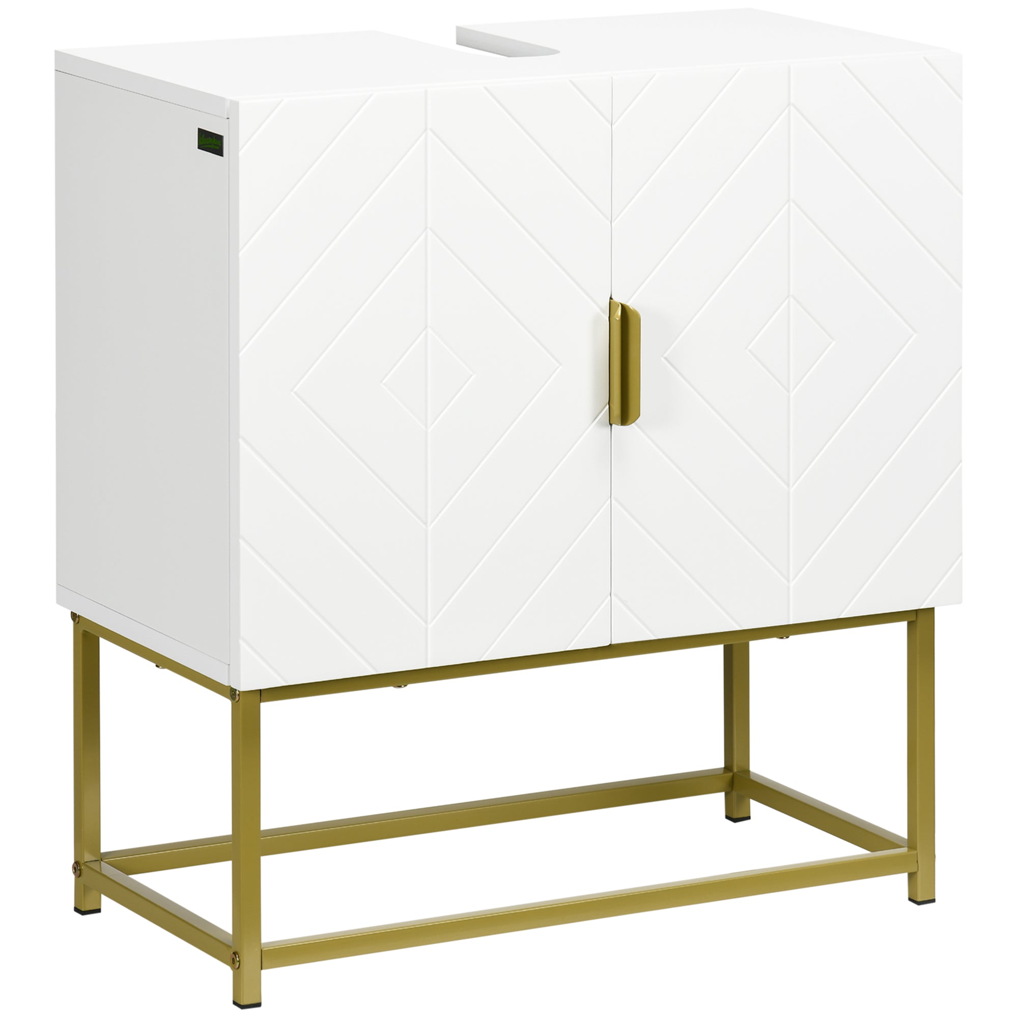 Modern Under Sink Storage Cabinet with Gold Legs - White